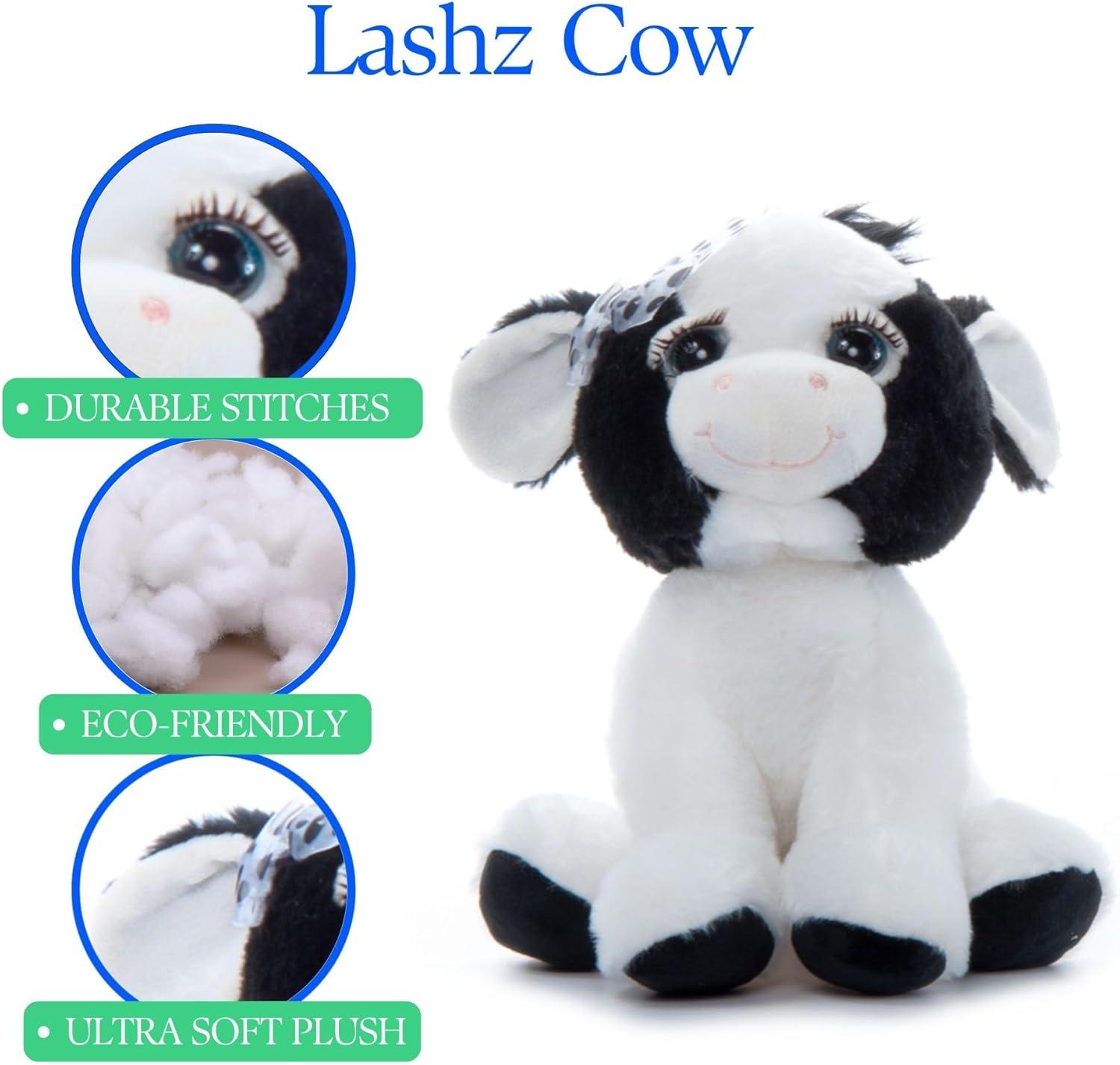 image:imageThe Petting Zoo Lashz Cow Stuffed Animal Gifts for Girls Plush Toy 10 inches