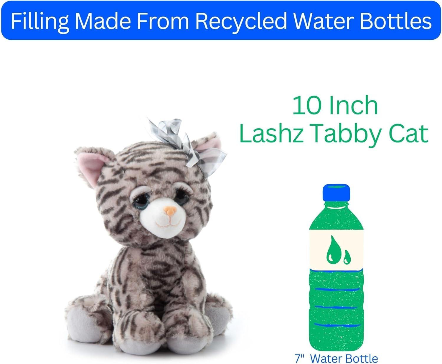 image:imageThe Petting Zoo Lashz Gray Tabby Cat Stuffed Animal Gifts for Girls Plush Toy 10 inches