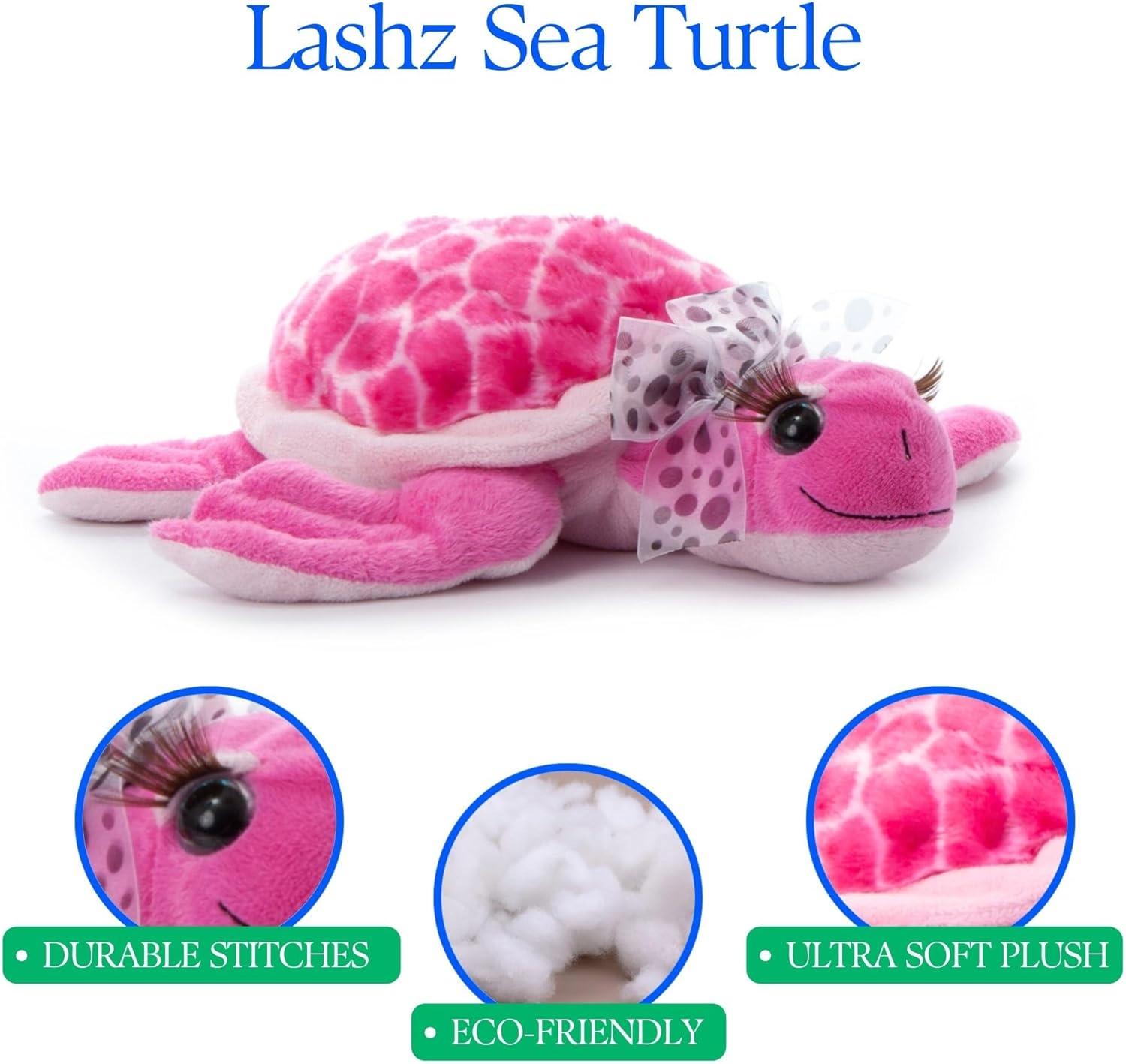 image:imageThe Petting Zoo Lashz Pink Sea Turtle Stuffed Animal Gifts for Girls Plush Toy 12 inches