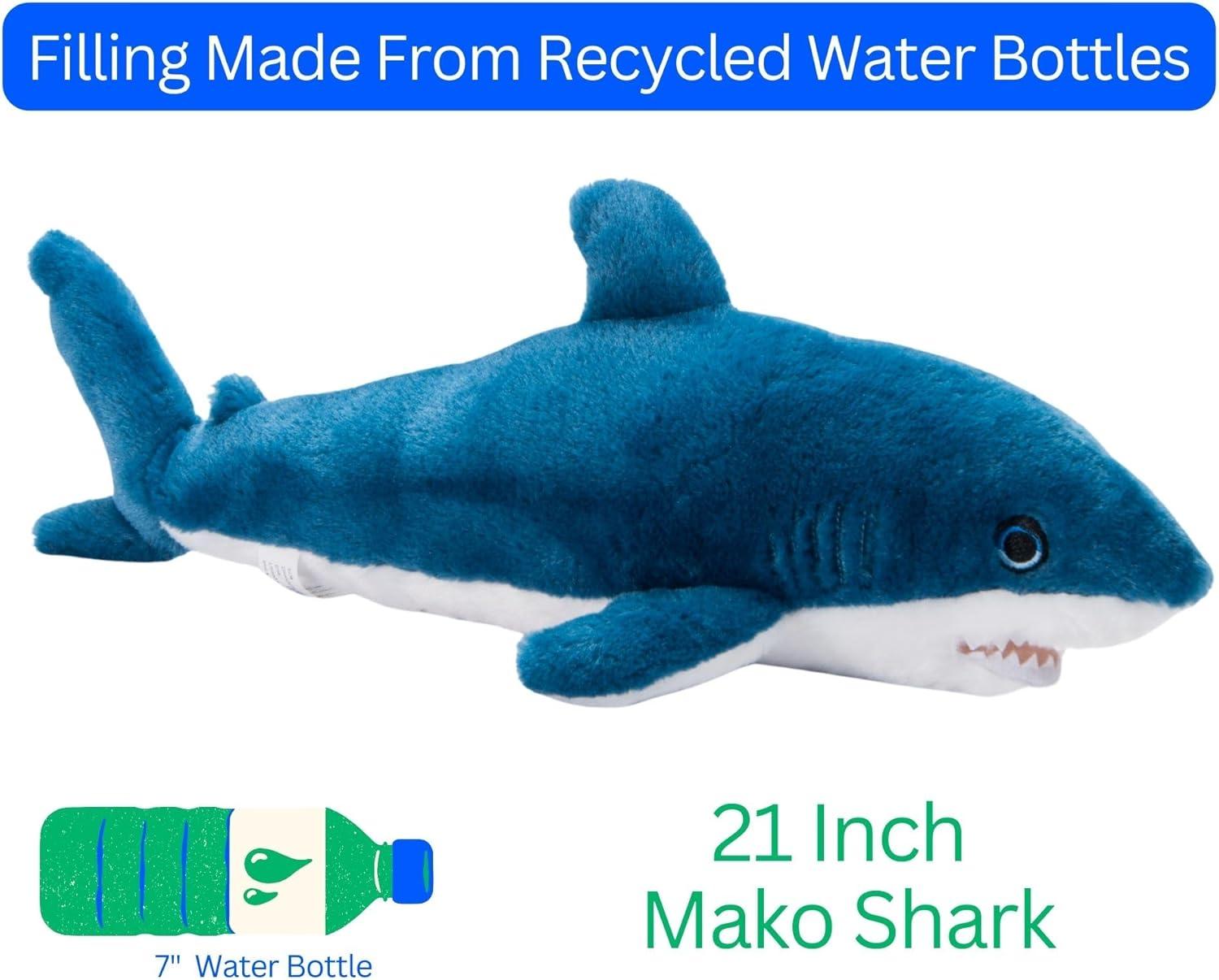 image:imageThe Petting Zoo Mako Shark Stuffed Animal Plushie Gifts for Kids Earth Keeperz Sealife Animals Zoologee Grey Mako Shark Plush Toy 21 inches