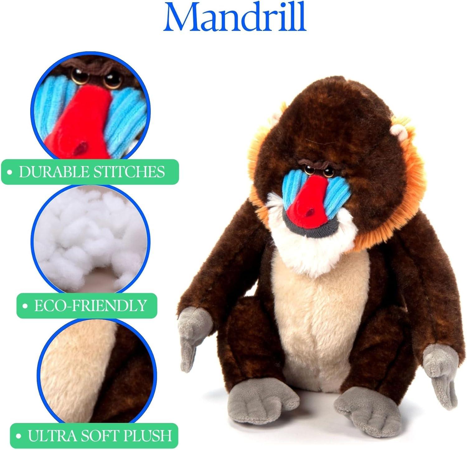 image:imageThe Petting Zoo Mandrill Monkey Stuffed Animal Plushie Gifts for Kids Wild Onez Wildlife Animals Monkey Plush Toy 12 inches