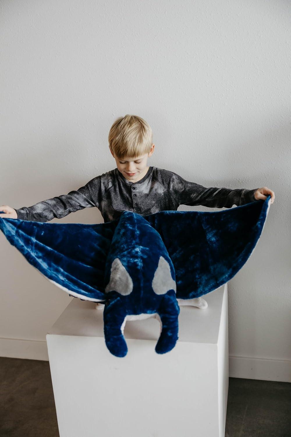 image:imageThe Petting Zoo Manta Ray Stuffed Animal Plushie Gifts for Kids Wild Onez Ocean Animals Jumbo Stingray Plush Toy 42 inches from Tip of Tail to Head