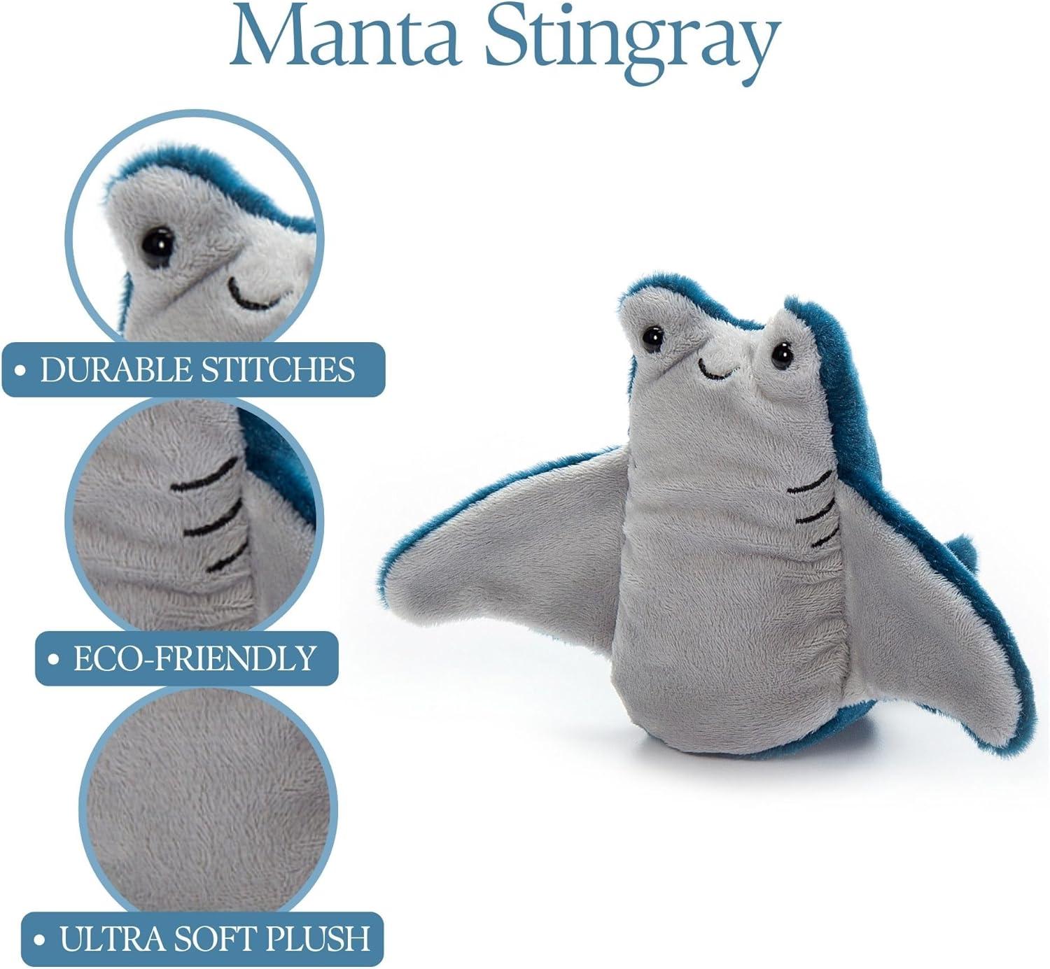 image:imageThe Petting Zoo Manta Stingray Stuffed Animal Plushie Gifts for Kids Nuggetz Sealife Animals Stingray Plush Toy 6 inches