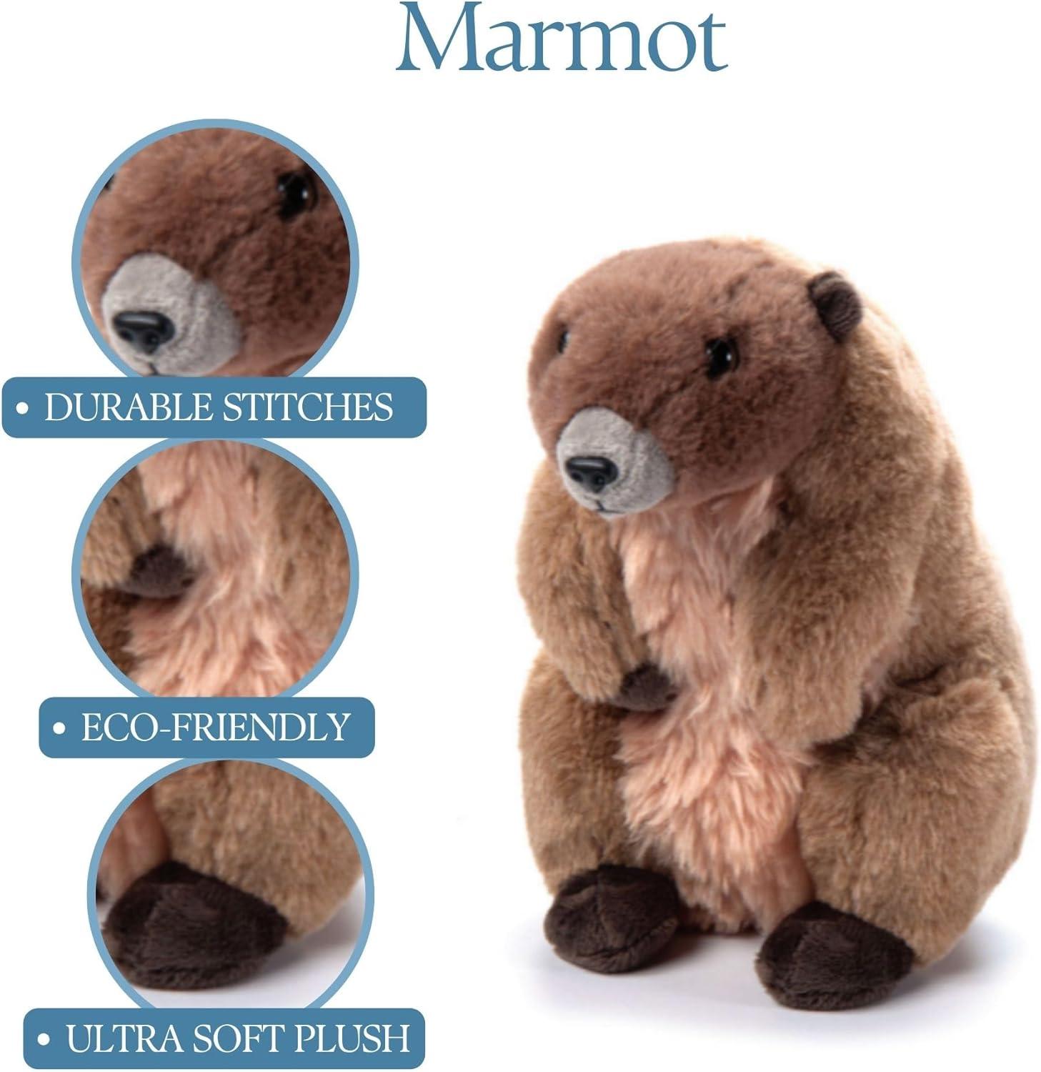 image:imageThe Petting Zoo Marmot Stuffed Animal Plushie Gifts for Kids Wild Onez Animals Marmot Plush Toy 9 inches