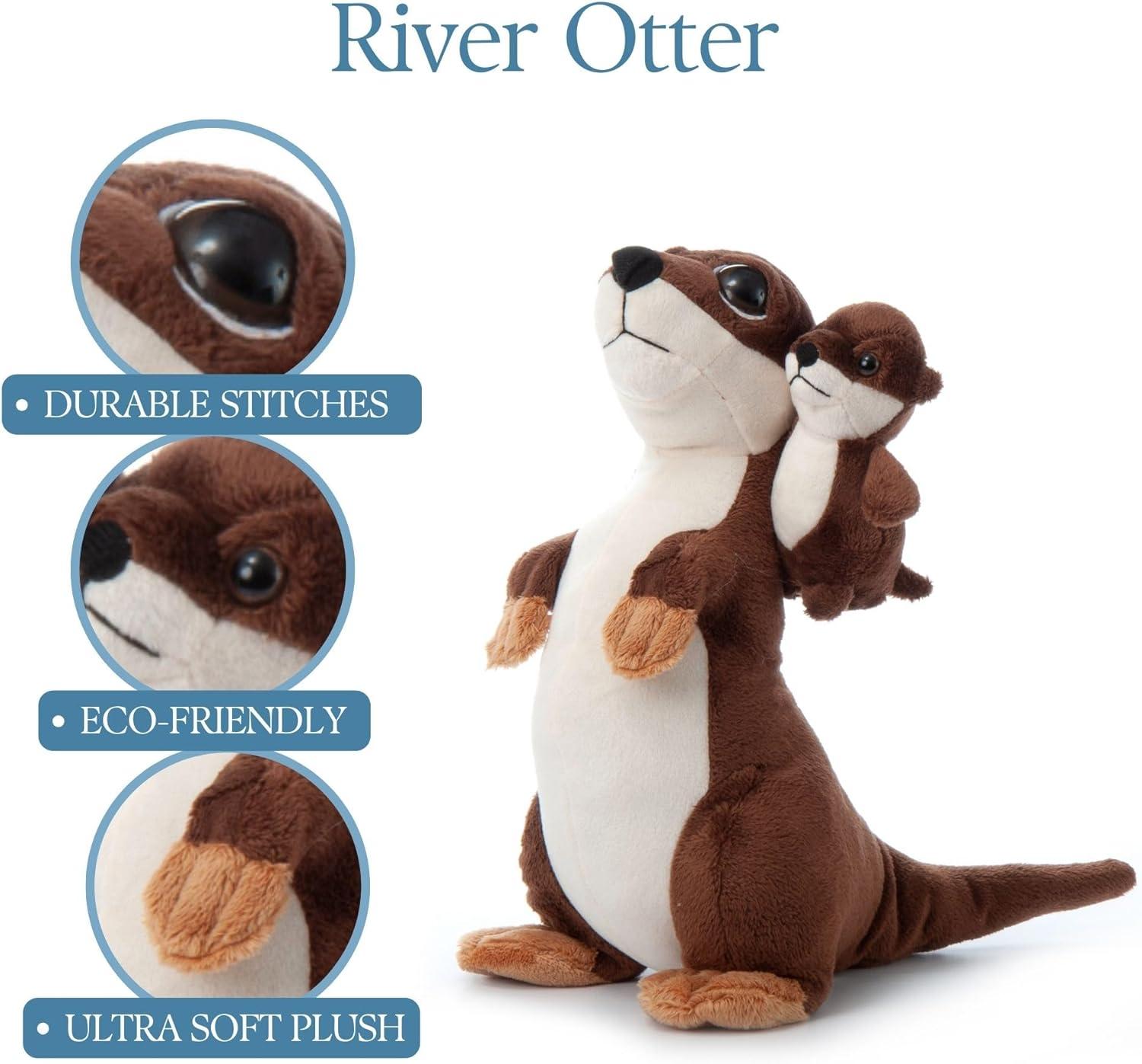 image:imageThe Petting Zoo Mom and Baby River Otter Stuffed Animal Gifts for Kids Pocketz Zoo Animals River Otter Plush Toy 11 inches