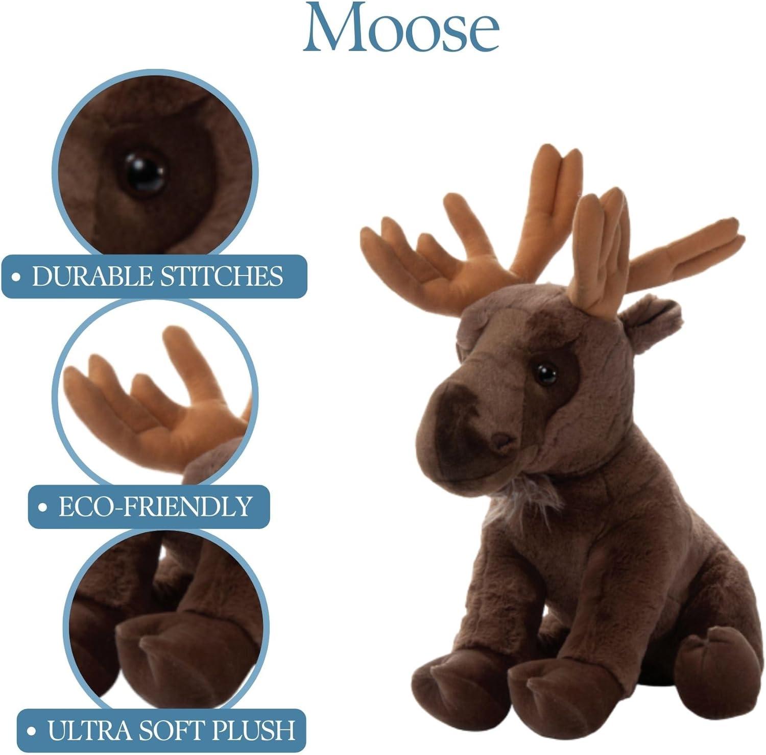 image:imageThe Petting Zoo Moose Stuffed Animal Plushie Gifts for Kids Wild Onez Wildlife Animals Jumbo Moose Plush Toy 20 inches
