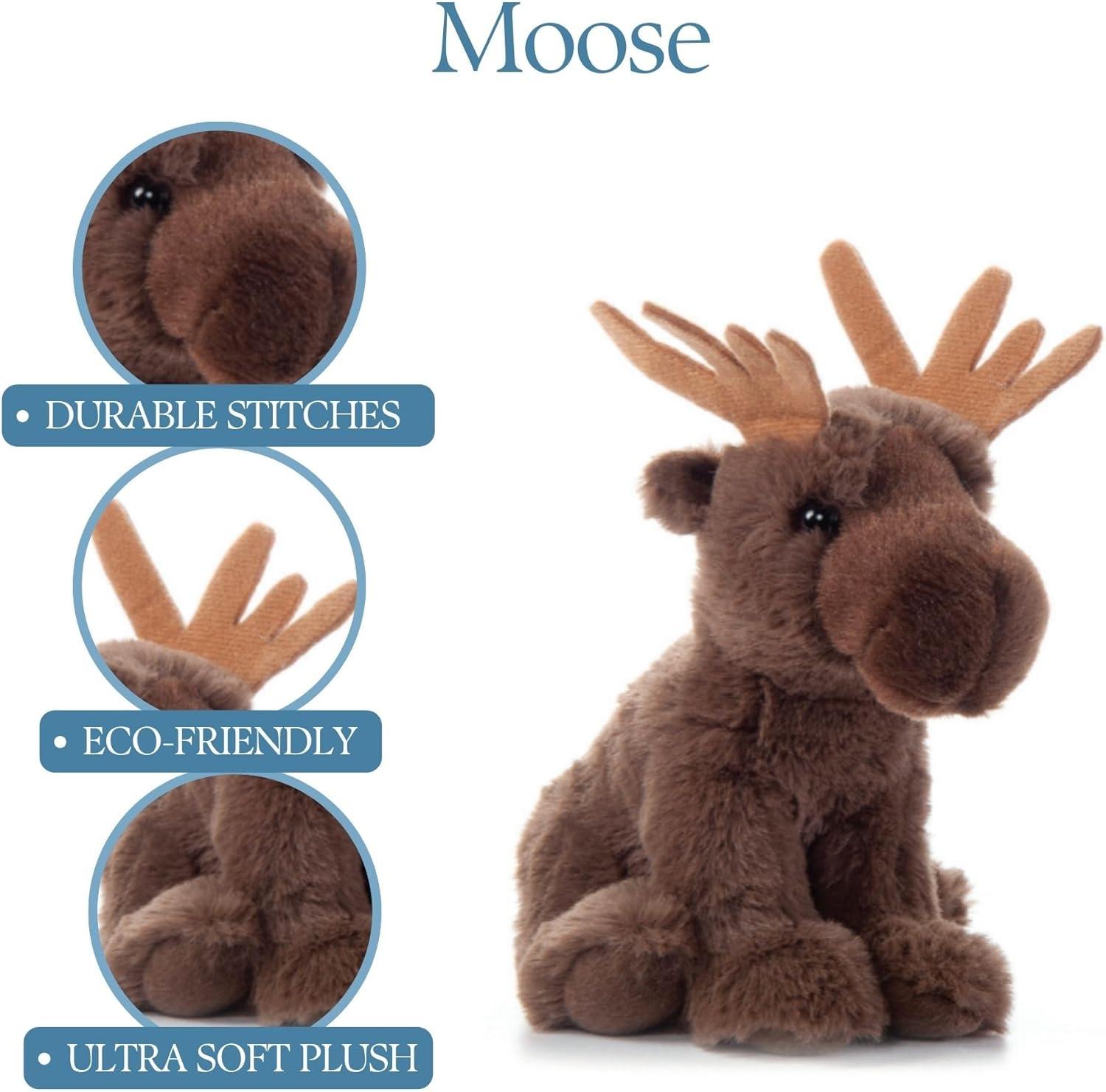 image:imageThe Petting Zoo Moose Stuffed Animal Plushie Gifts for Kids Wild Onez Wildlife Animals Moose Plush Toy 9 inches