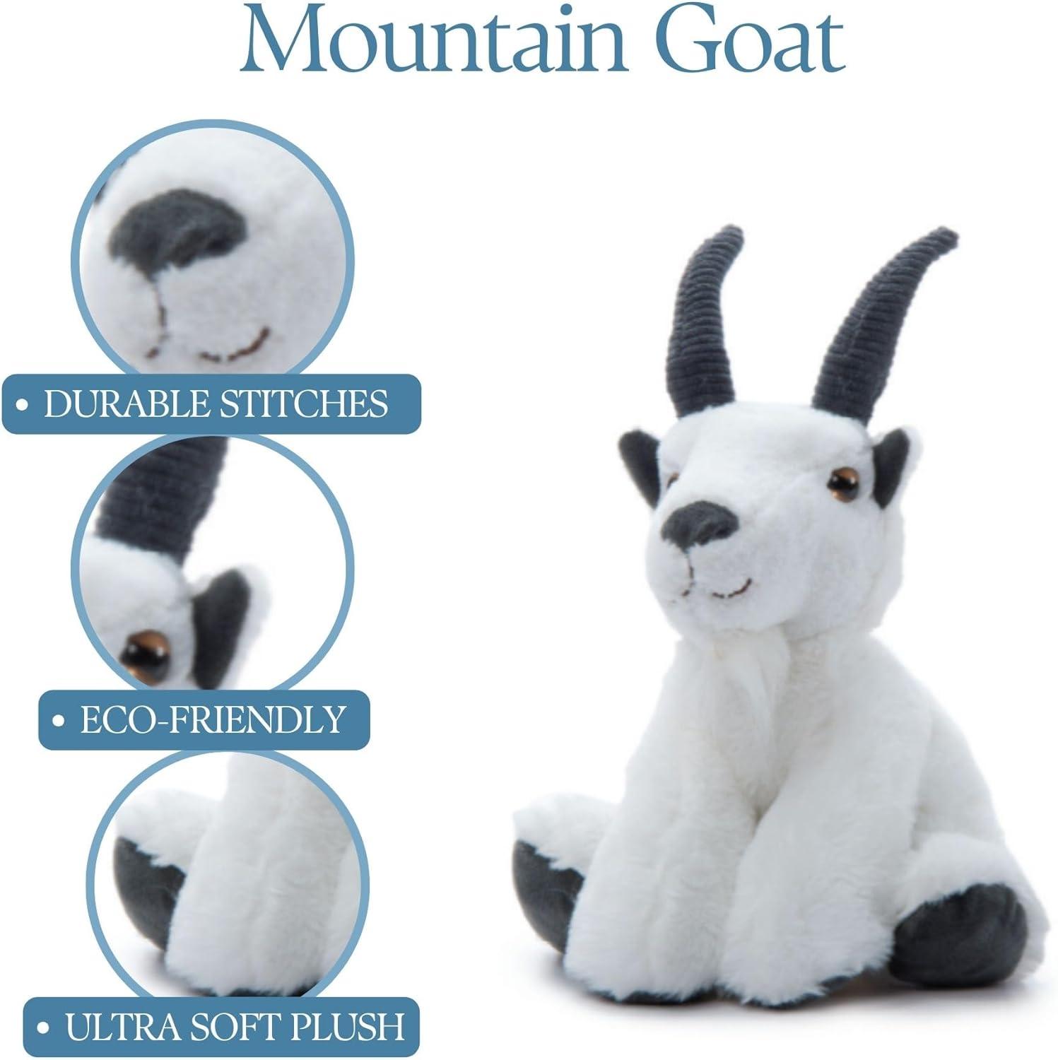 image:imageThe Petting Zoo Mountain Goat Stuffed Animal Plushie Gifts for Kids Wild Onez Wildlife Animals Goat Plush Toy 9 inches9 in