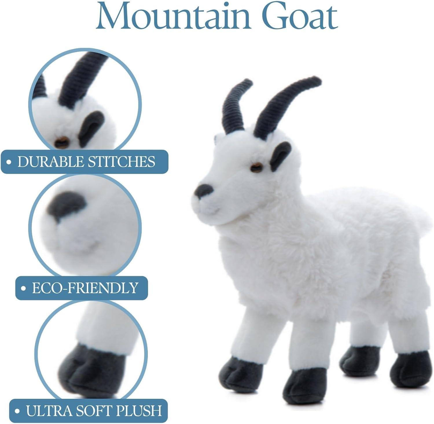 image:imageThe Petting Zoo Mountain Goat Stuffed Animal Plushie Gifts for Kids Wild Onez Zoo Animals Goat Plush Toy 12 inches