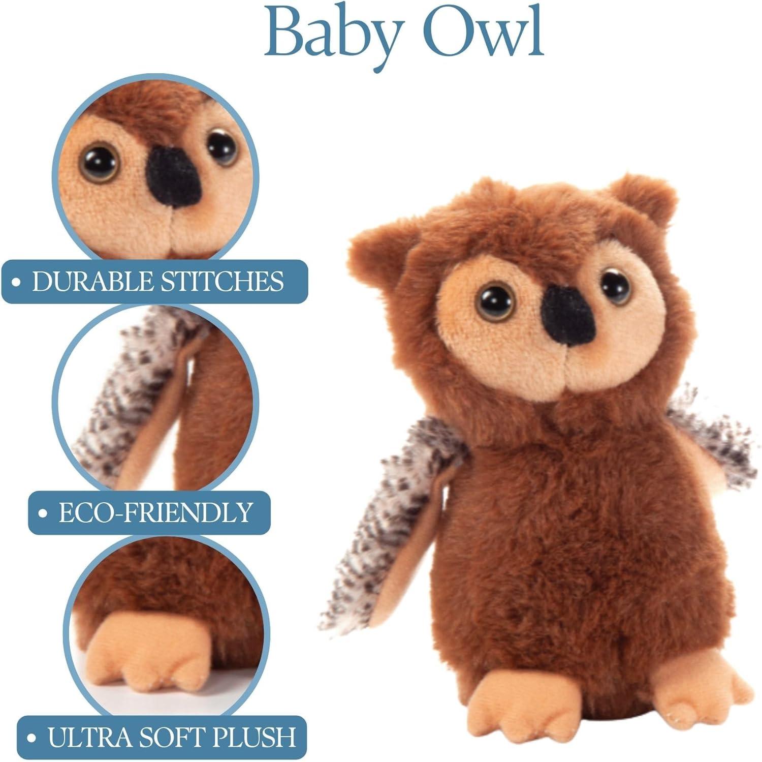 image:imageThe Petting Zoo Owl Stuffed Animal Plushie Gifts for Kids Wild Onez Babiez Wildlife Animals Brown Owl Plush Toy 6 Inches