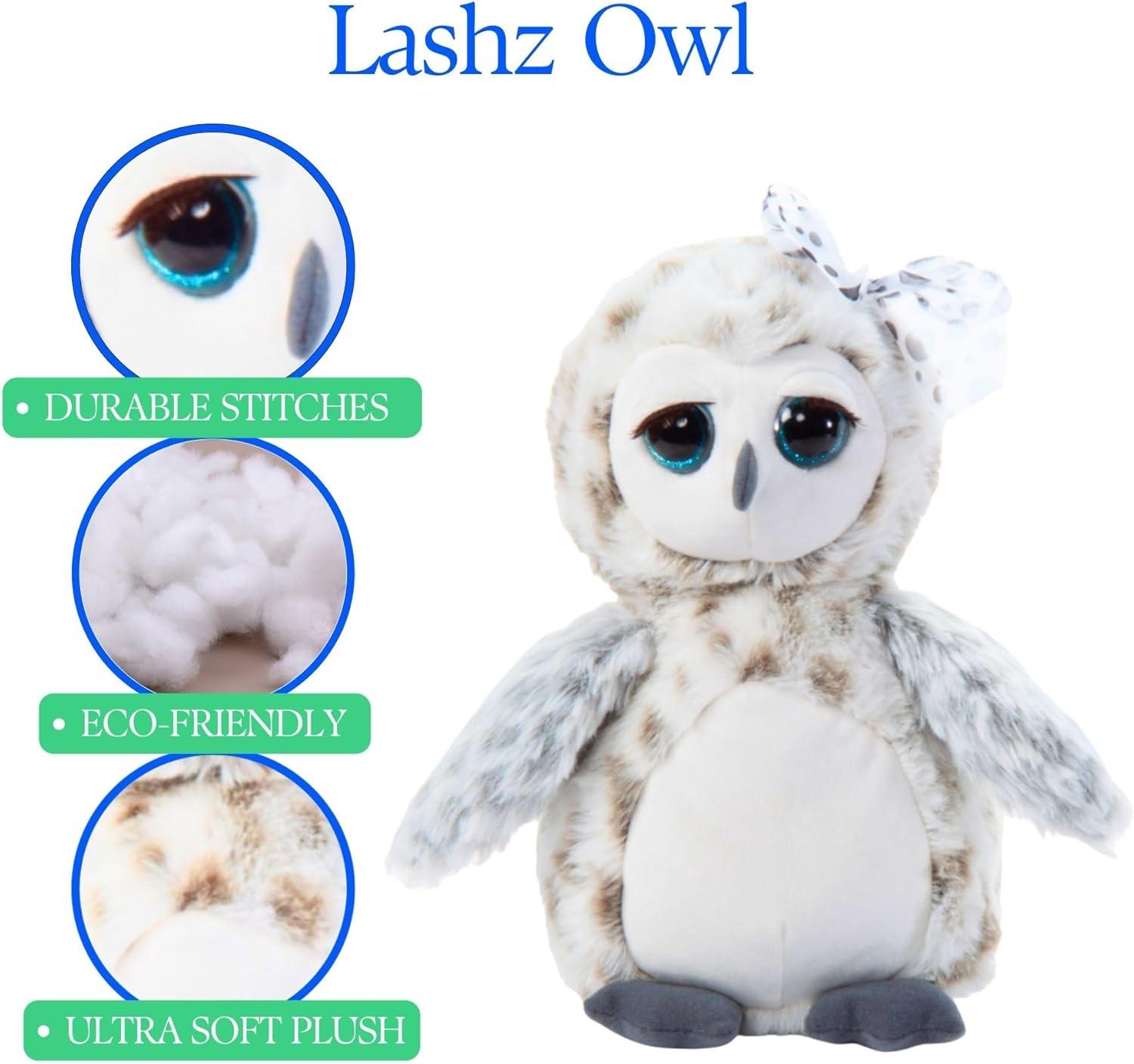 image:imageThe Petting Zoo Owl Stuffed Animal Plushie Lashz Animals Owl Plush Toy 10 inches