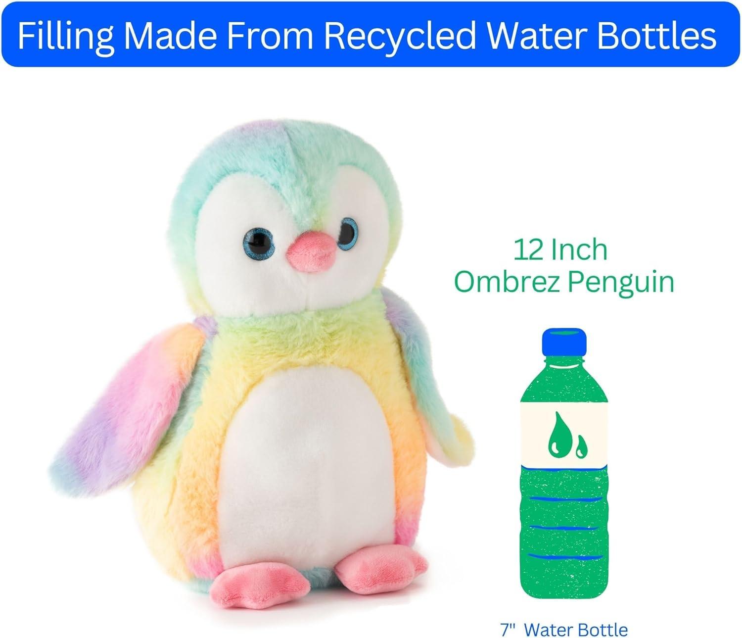 image:imageThe Petting Zoo Penguin Stuffed Animal Plushie Ombrez Zoo Animals Rainbow Penguin Plush Toy 12 inches
