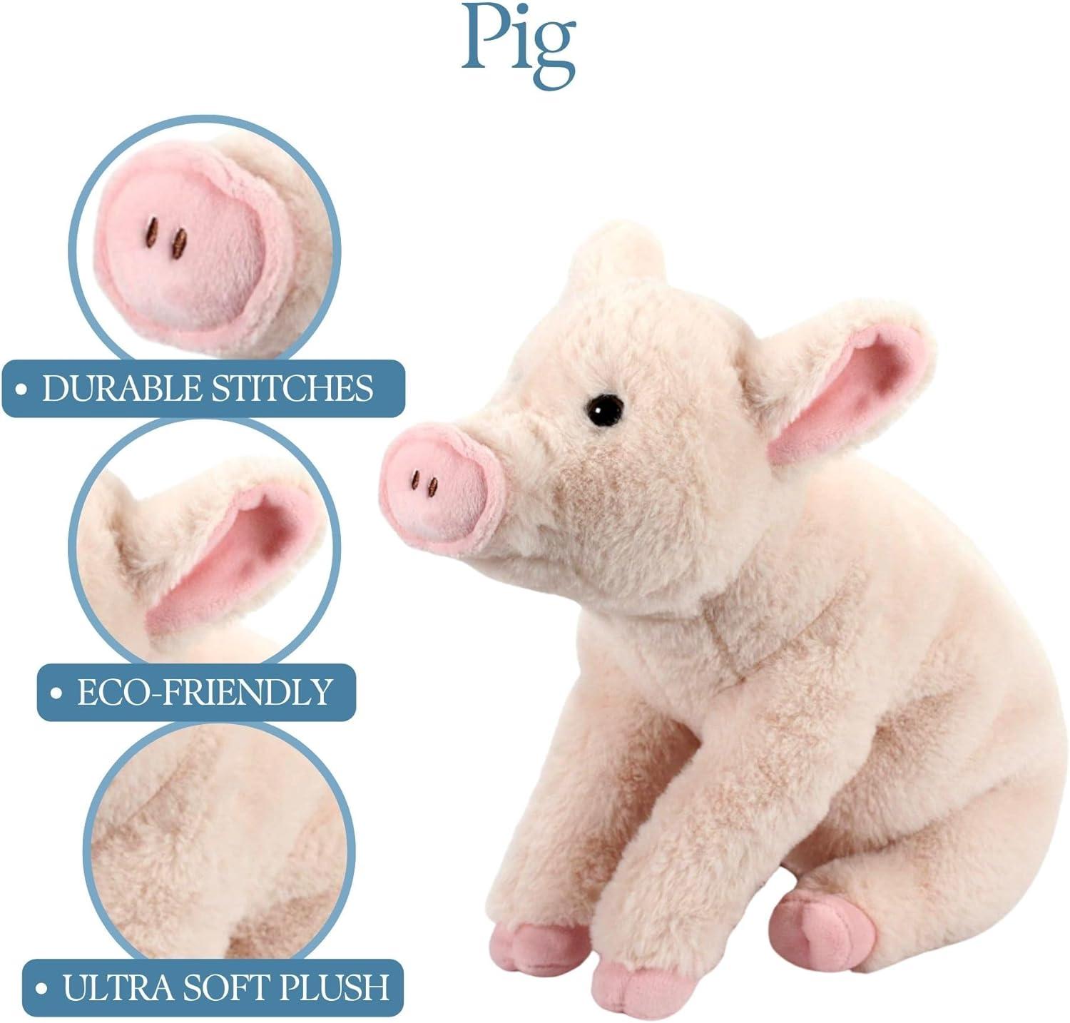 image:imageThe Petting Zoo Pig Stuffed Animal Plushie Gifts for Kids Wild Onez Farm Animals Pig Plush Toy 12 inches