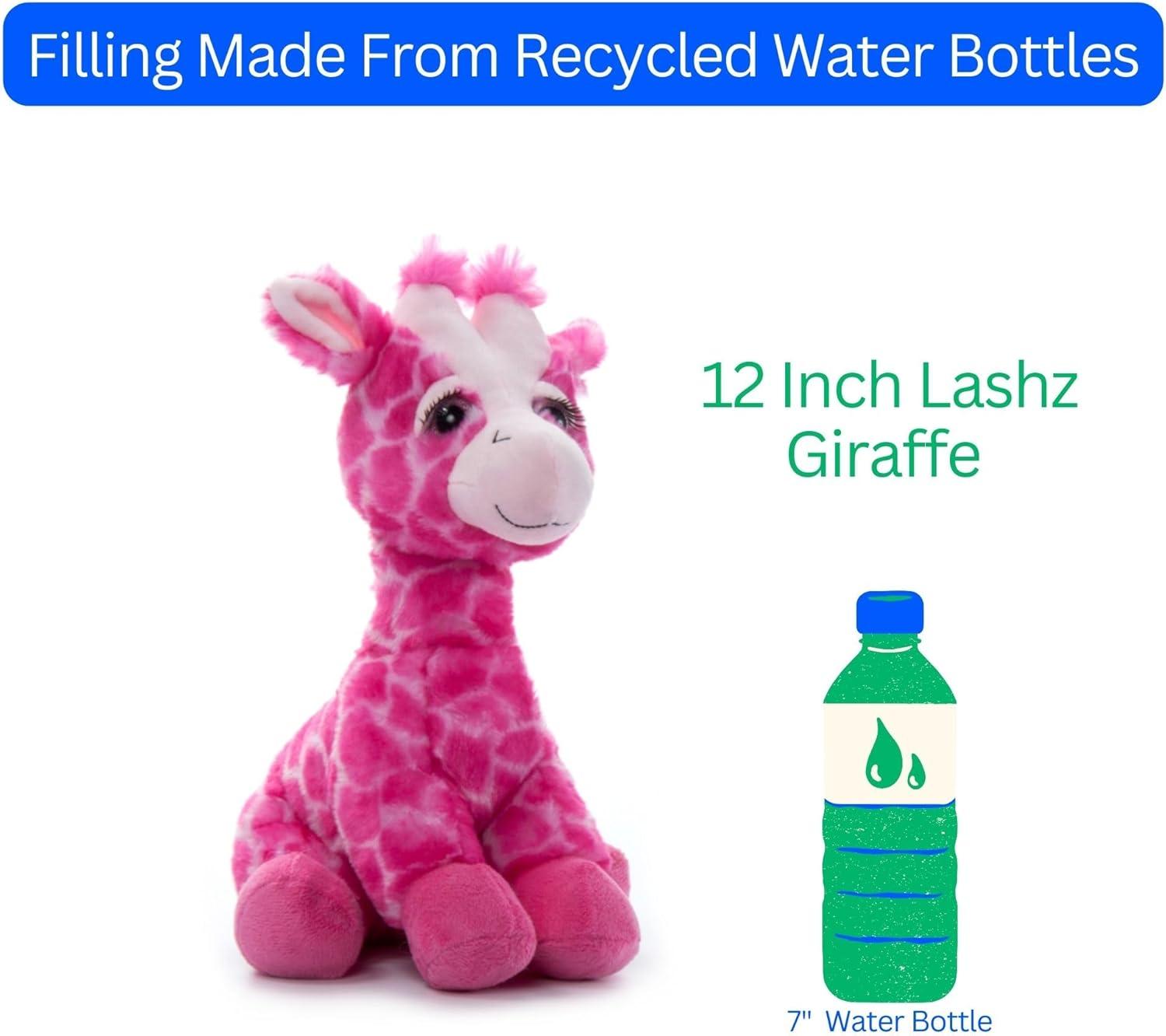 image:imageThe Petting Zoo Pink Giraffe Stuffed Animal Plushie Lashz Zoo Animals Giraffe Plush Toy 12 inches
