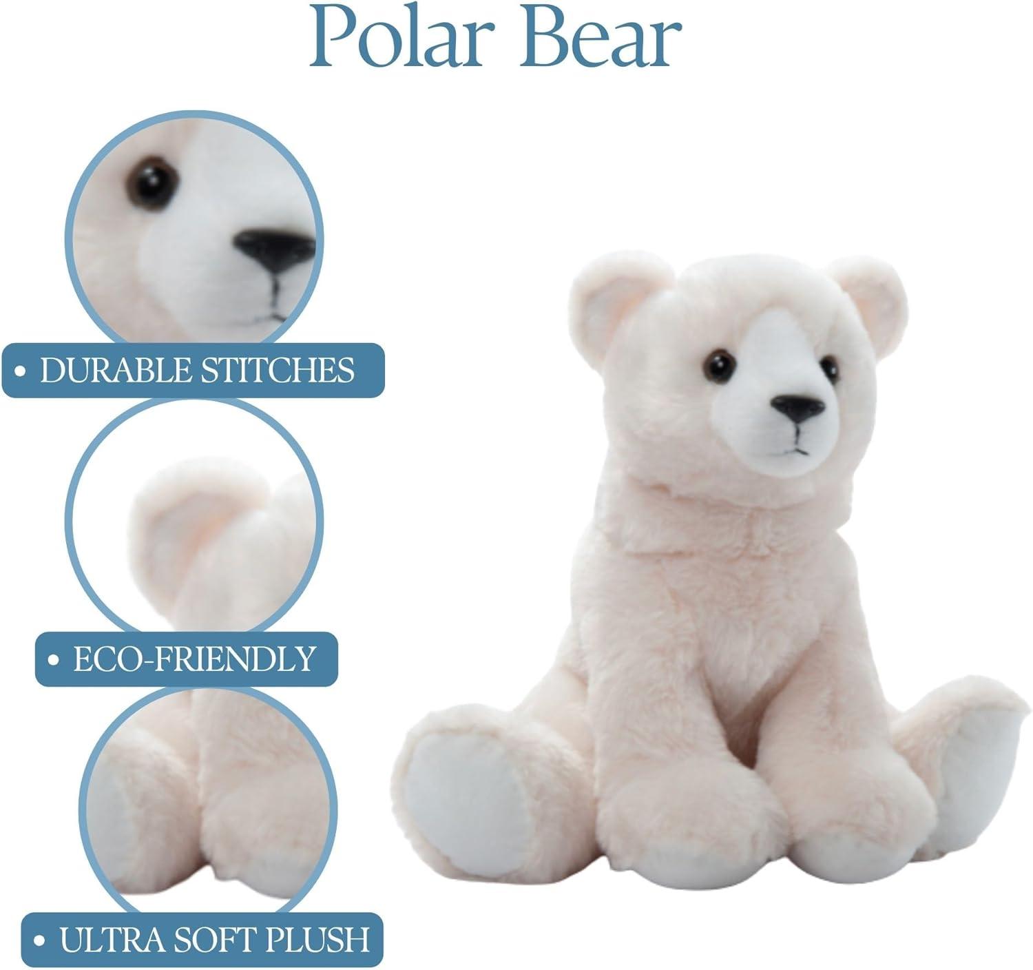 image:imageThe Petting Zoo Polar Bear Stuffed Animal Gifts for Kids Wild Onez Zoo Animals Polar Bear Plush Toy 12 inches