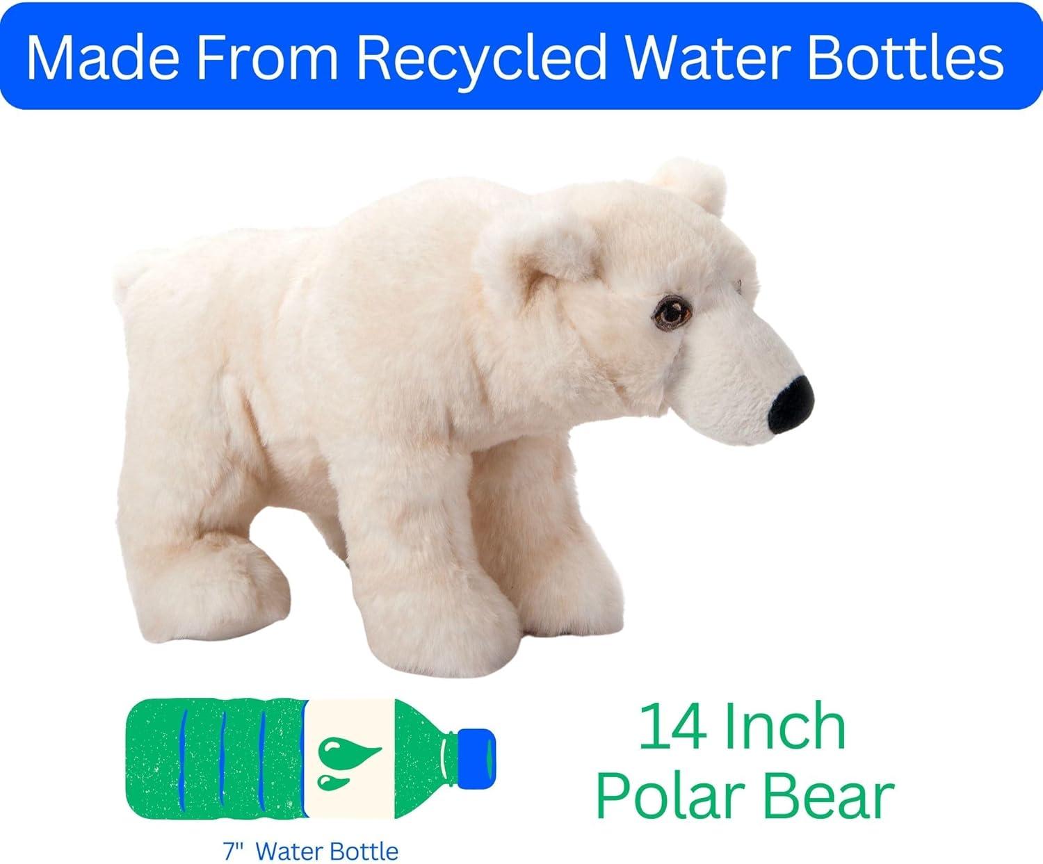 image:imageThe Petting Zoo Polar Bear Stuffed Animal Plushie Gifts for Kids Earth Keeperz Wildlife Animals Zoologee White Polar Bear Plush Toy 14 inches