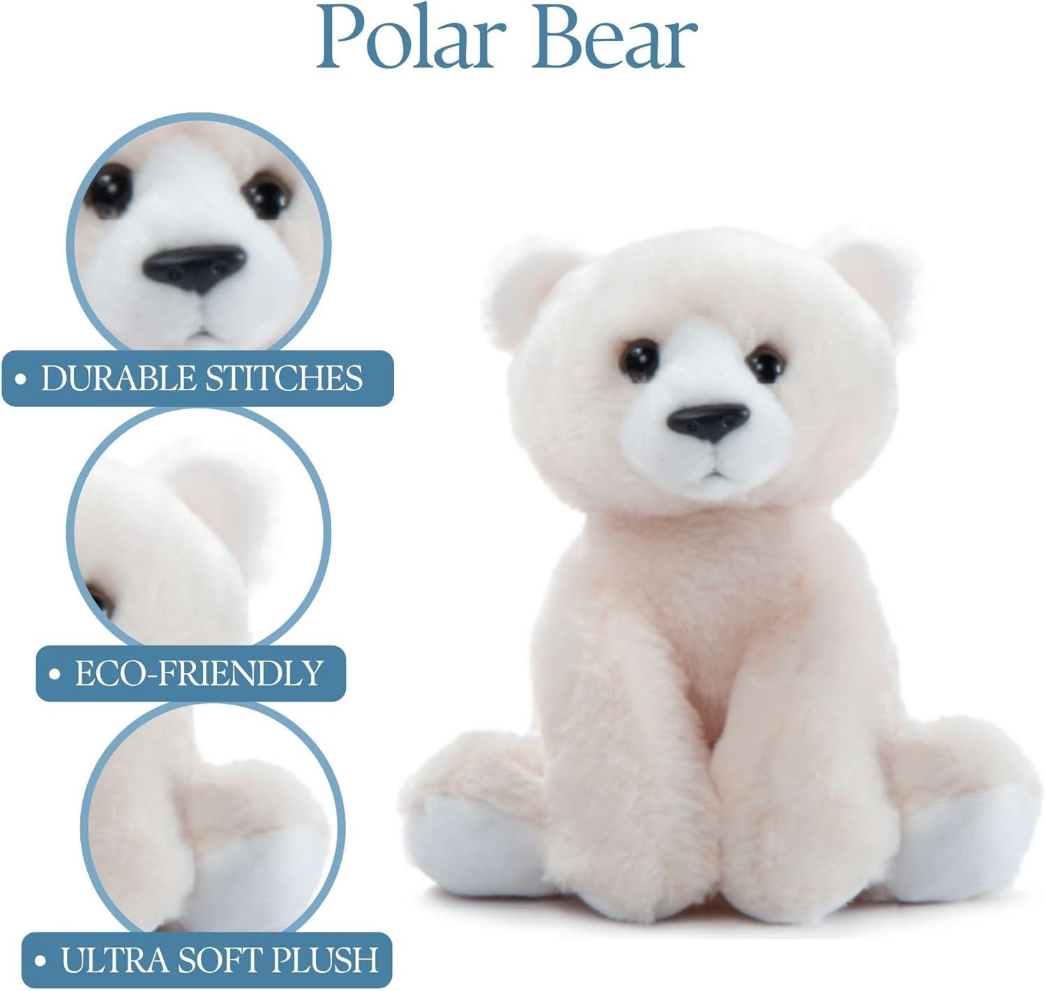 image:imageThe Petting Zoo Polar Bear Stuffed Animal Plushie Gifts for Kids Wild Onez Wildlife Animals Polar Bear Plush Toy 9 inches