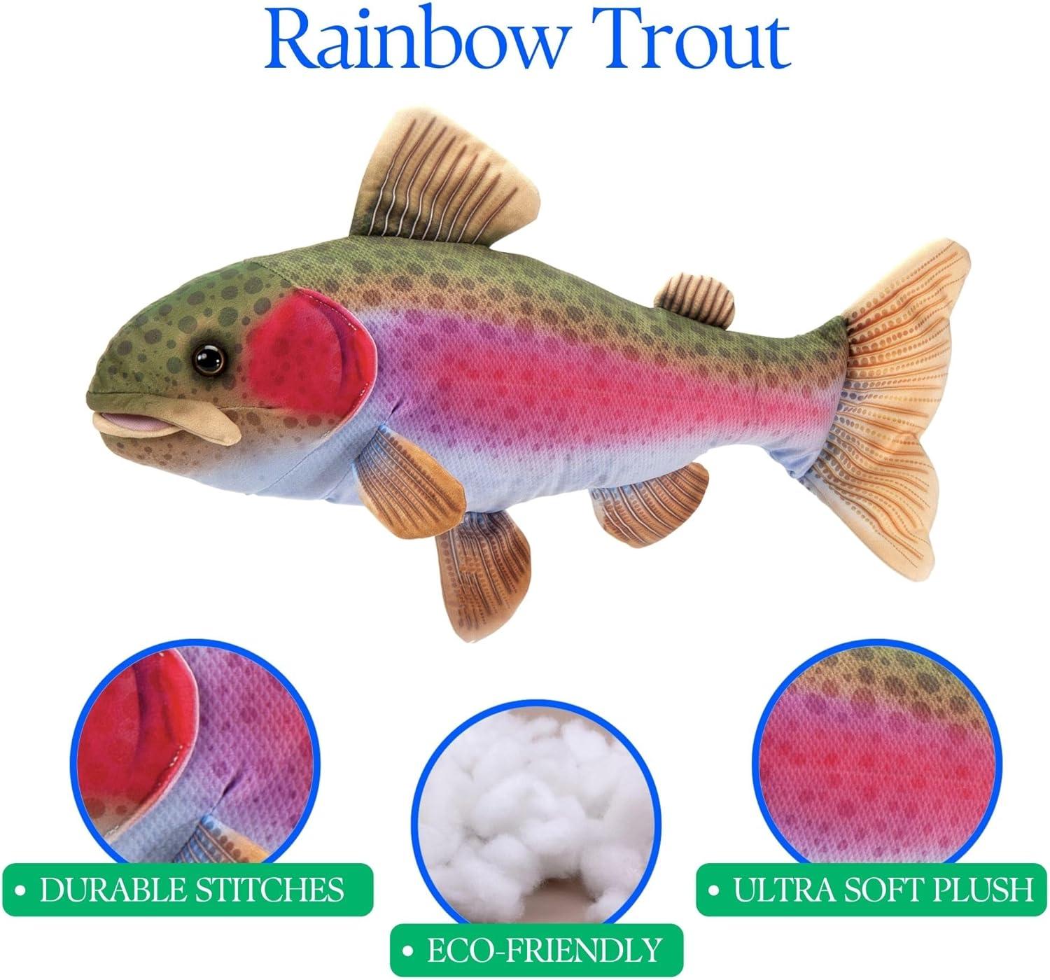 image:imageThe Petting Zoo Rainbow Trout Stuffed Animal Plushie Gifts for Kids Wild Onez Sealife River Fish Animals Rainbow Trout Plush Toy 21 Inches