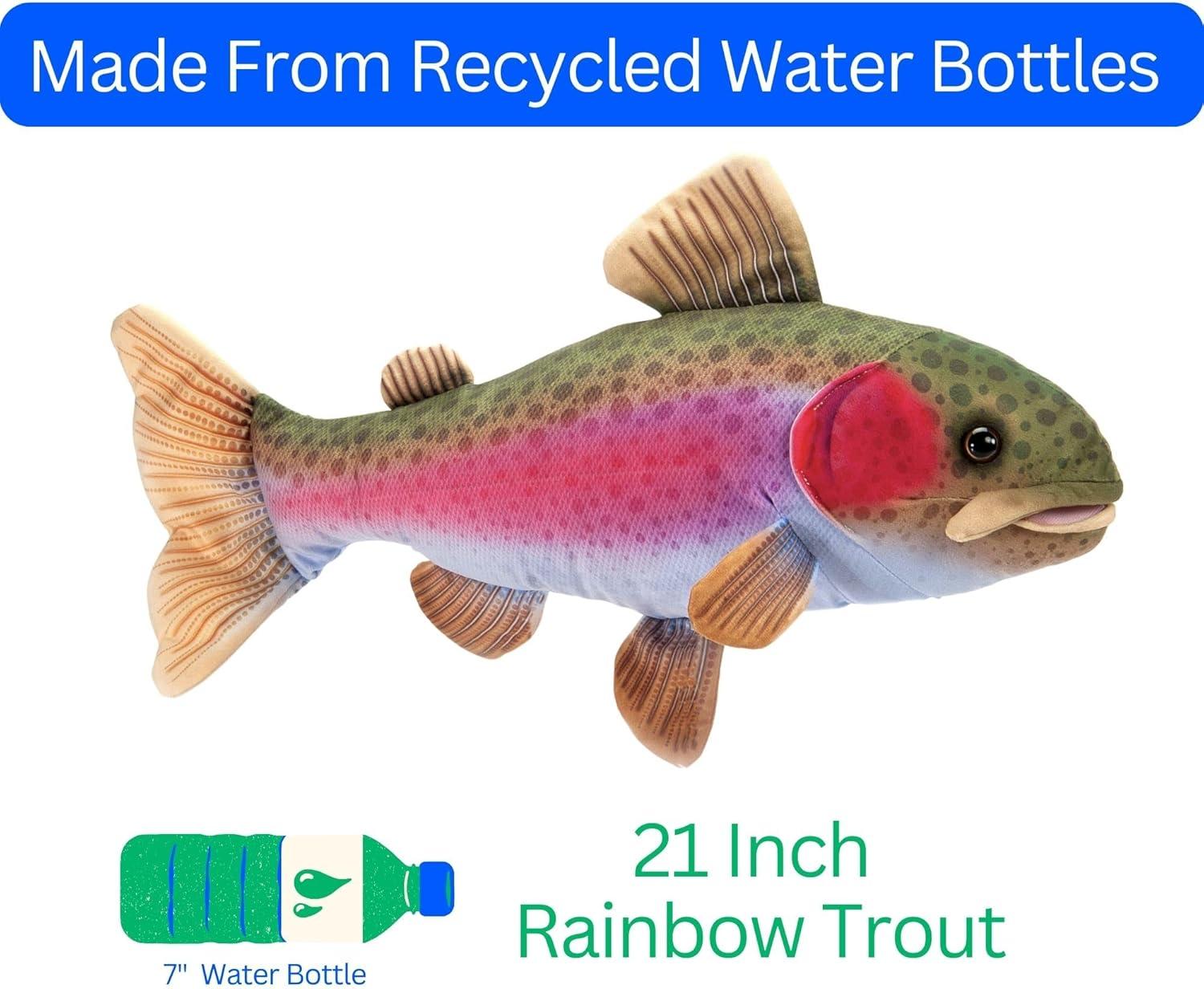 image:imageThe Petting Zoo Rainbow Trout Stuffed Animal Plushie Gifts for Kids Wild Onez Sealife River Fish Animals Rainbow Trout Plush Toy 21 Inches