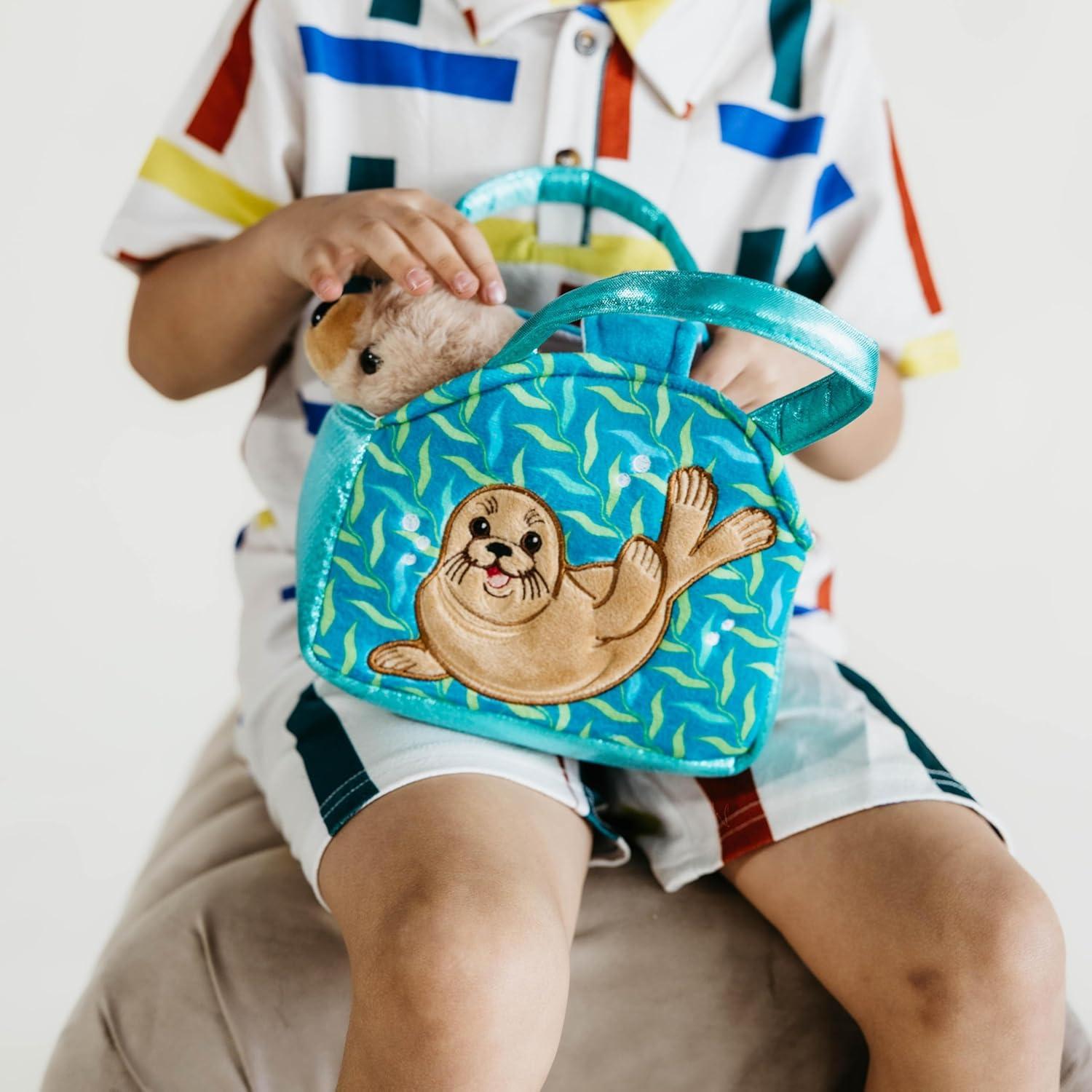 image:imageThe Petting Zoo Sea Lion Stuffed Animal Plushie and Purse Set Gifts for Kids Sealife Animal Toy Brown Sea Lion Plush Toy and Purse Pet Carrier