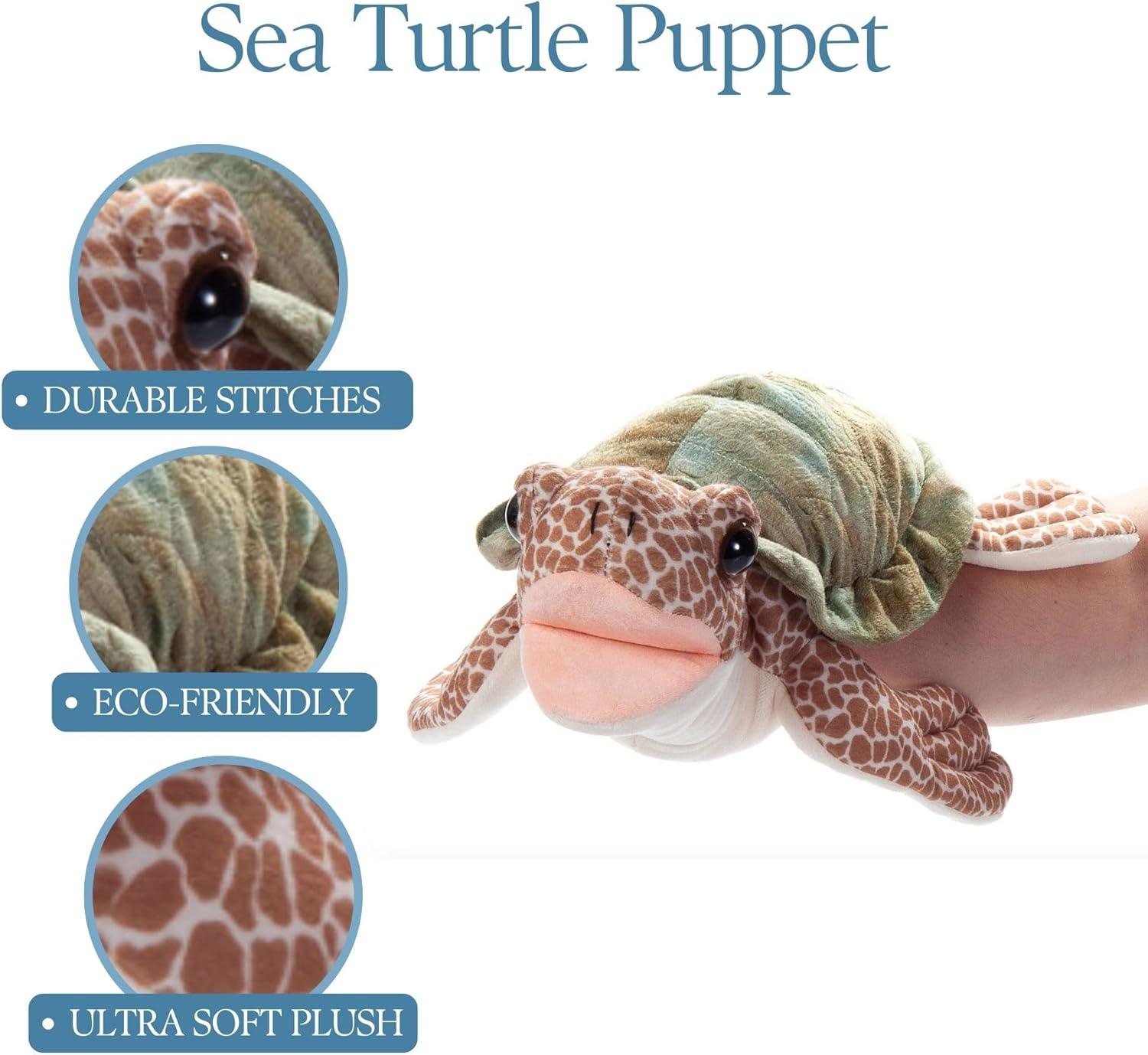 image:imageThe Petting Zoo Sea Turtle Hand Puppet Stuffed Animal Plushie Gifts for Kids Puppetz Animals Sea Turtle Interactive Puppets Plush Toy 19 Inches