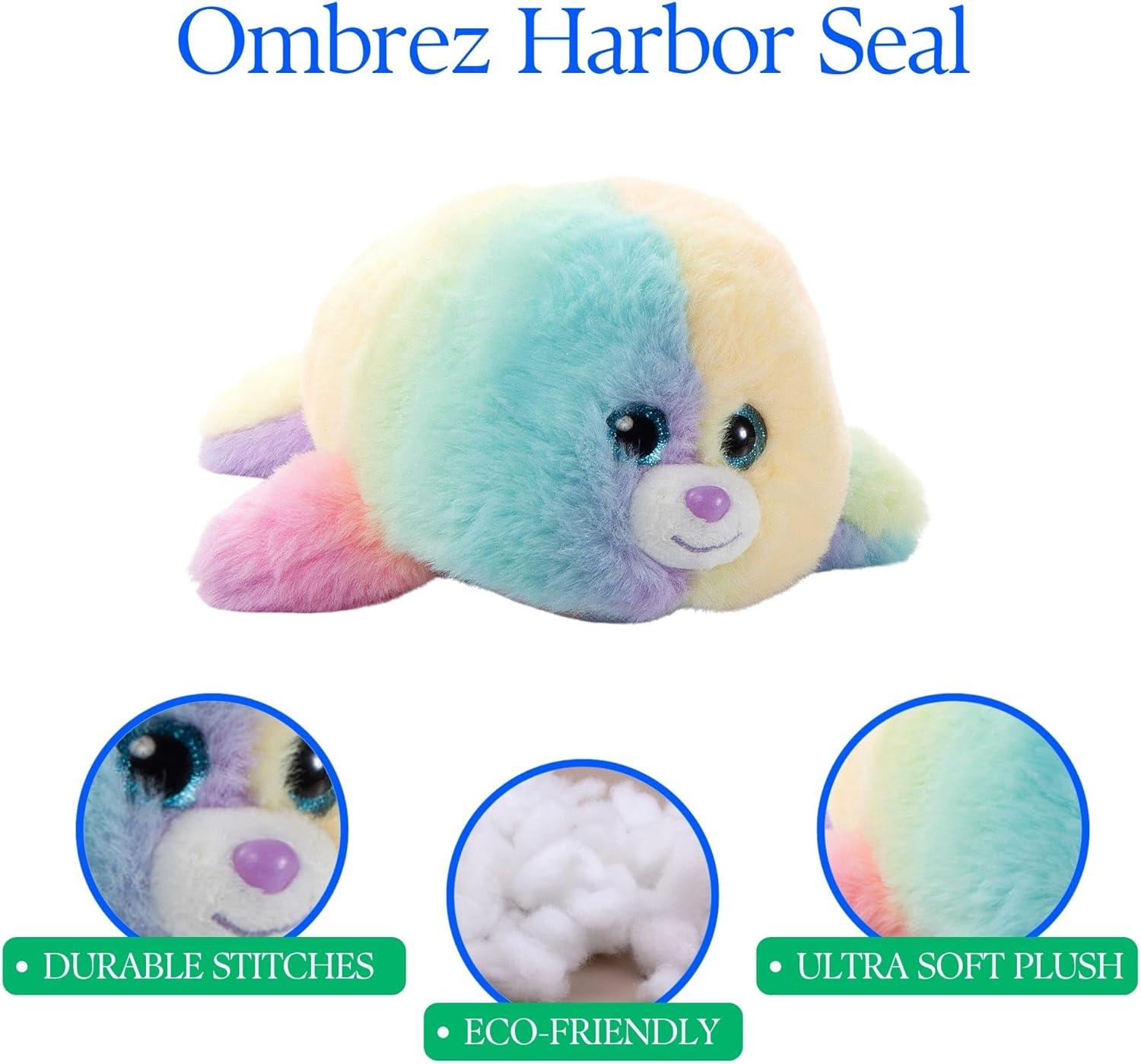 image:imageThe Petting Zoo Seal Stuffed Animal Plushie Ombrez Animals Rainbow Seal Plush Toy 17 inches