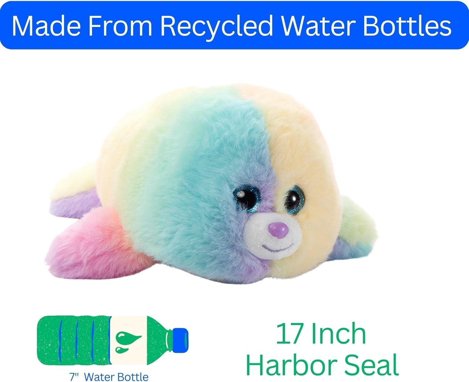 image:imageThe Petting Zoo Seal Stuffed Animal Plushie Ombrez Animals Rainbow Seal Plush Toy 17 inches