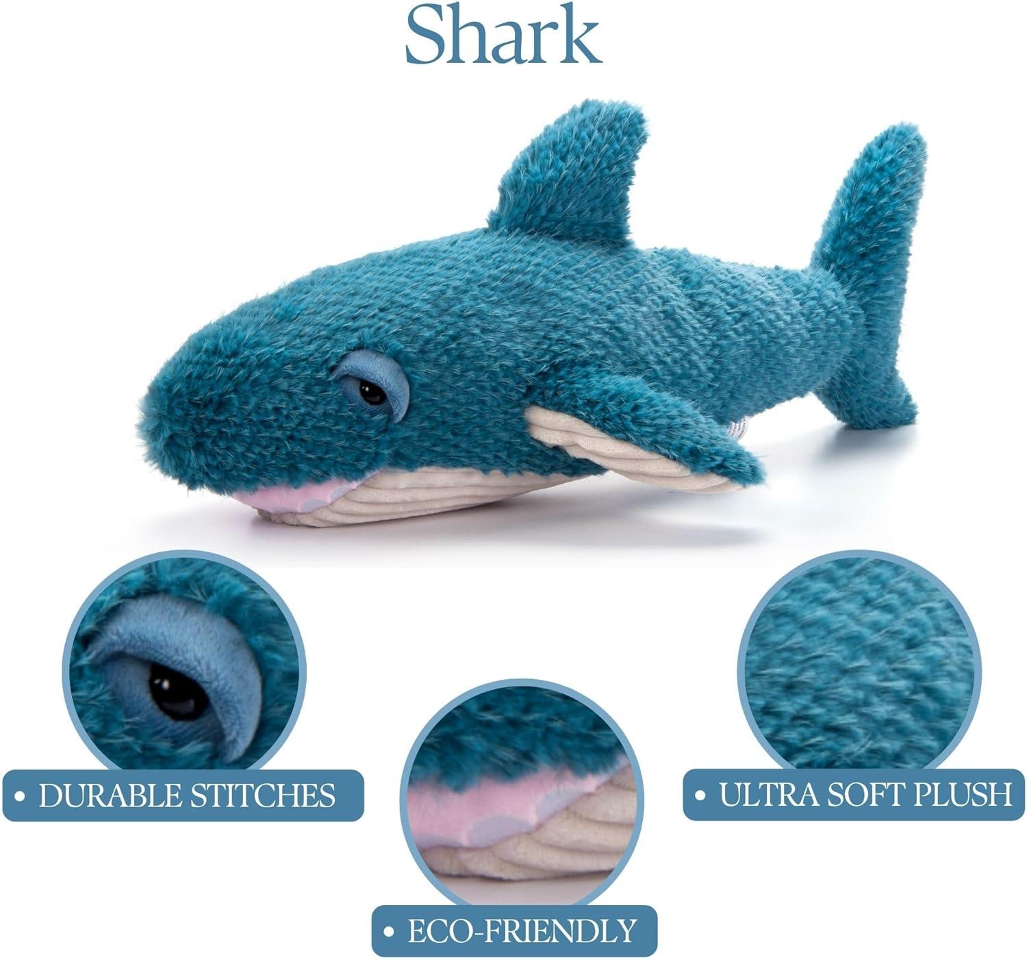 image:imageThe Petting Zoo Shark Stuffed Animal Plushie Gifts for Kids Fuzzlez Sealife Animals Blue Shark Plush Toy 17 inches