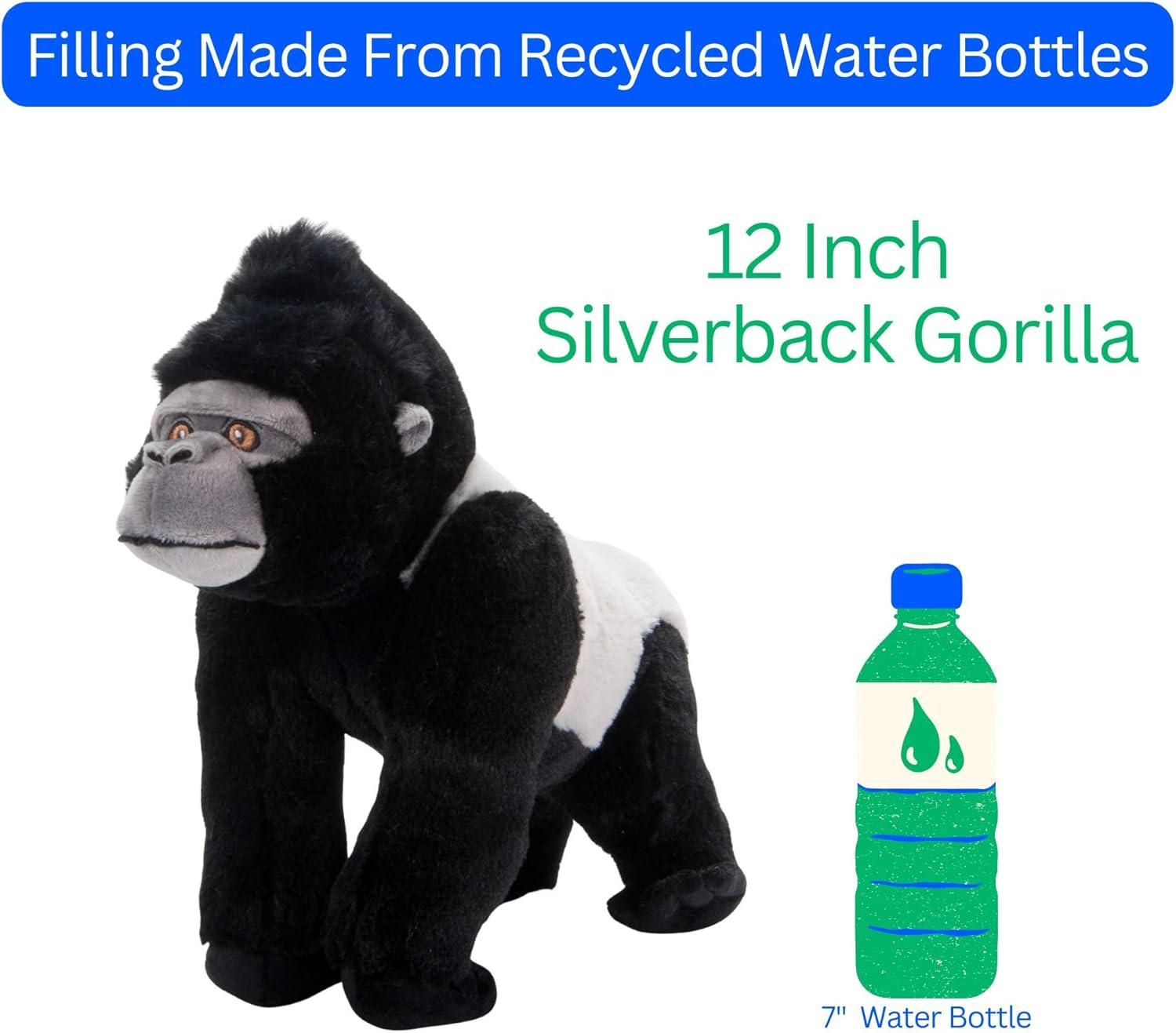 image:imageThe Petting Zoo Silverback Gorilla Stuffed Animal Plushie Gifts for Kids Earth Keeperz Wildlife Animals Zoologee Black Silverback Gorilla Plush Toy 12 inches