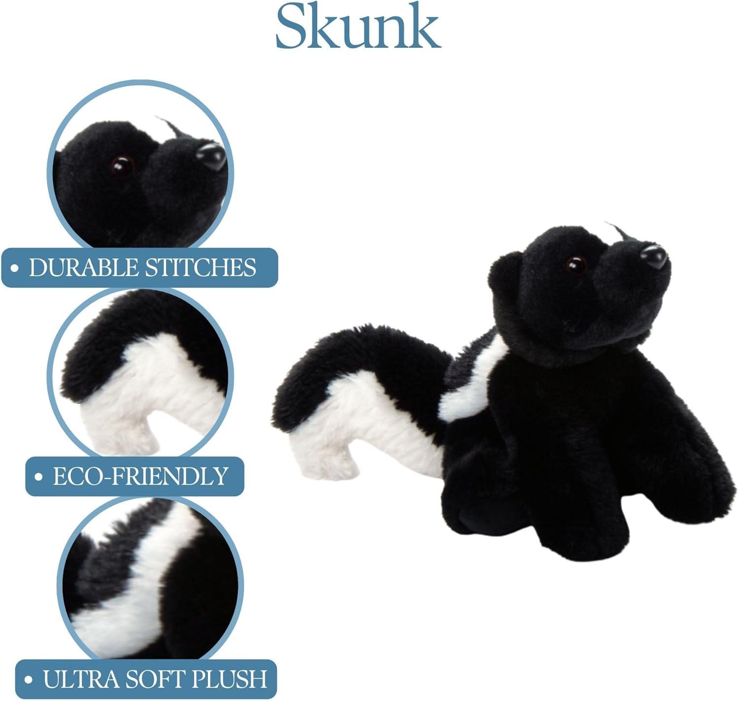 image:imageThe Petting Zoo Skunk Stuffed Animal Plushie Gifts for Kids Wild Onez Wildlife Animals Skunk Plush Toy 9 inches