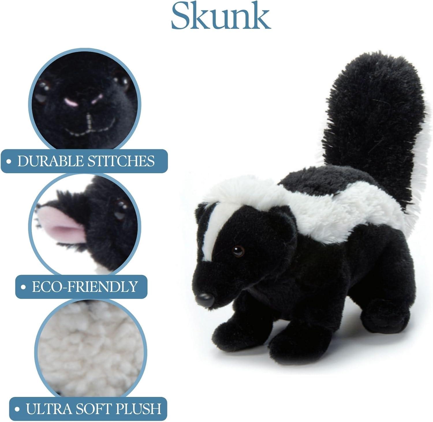 image:imageThe Petting Zoo Skunk Stuffed Animal Plushie Gifts for Kids Wild Onez Zoo Animals Skunk Plush Toy 12 inches