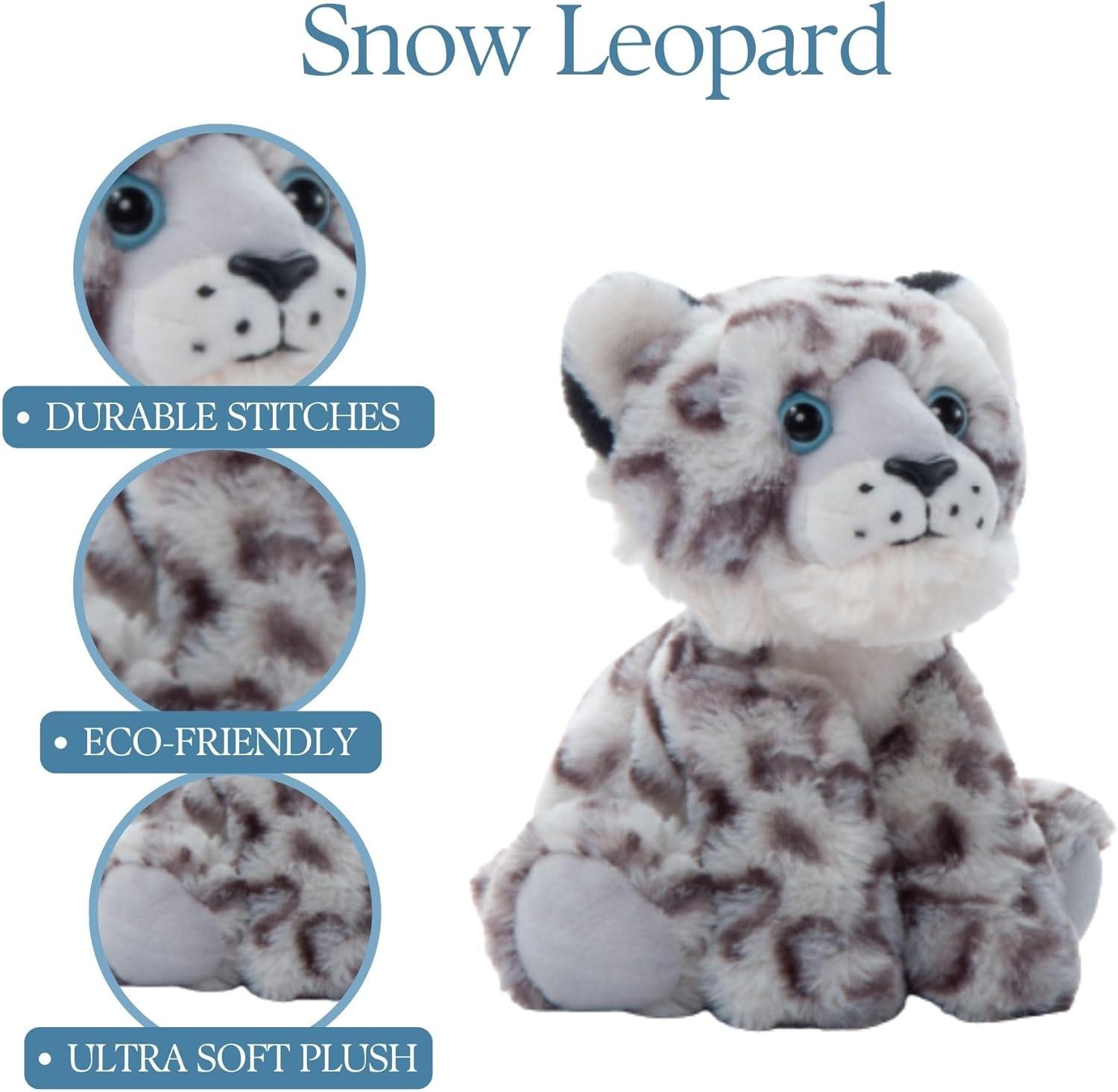 image:imageThe Petting Zoo Snow Leopard Stuffed Animal Plushie Gifts for Kids Wild Onez Wildlife Animals Leopard Plush Toy 9 inches