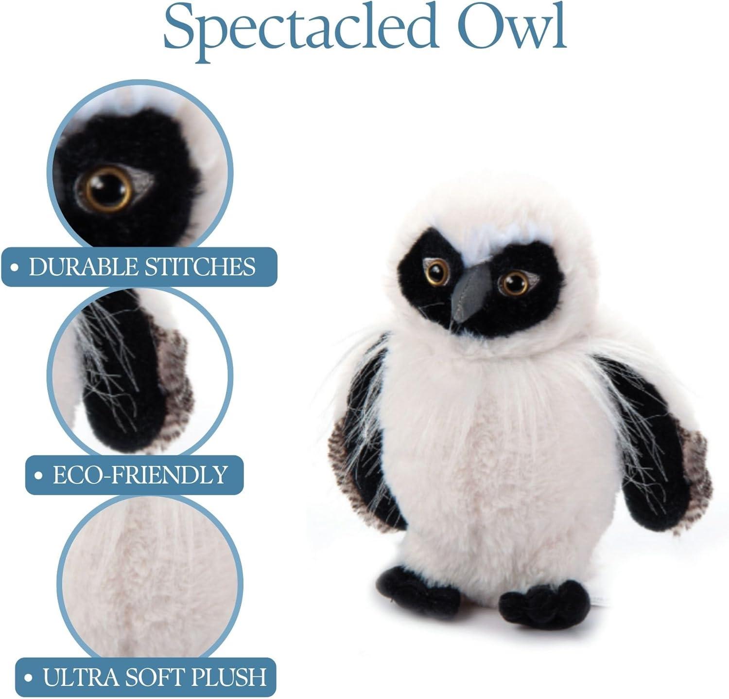 image:imageThe Petting Zoo Spectacled Owl Stuffed Animal Plushie Gifts for Kids Wild Onez Wildlife Animals Owl Plush Toy 9 Inches