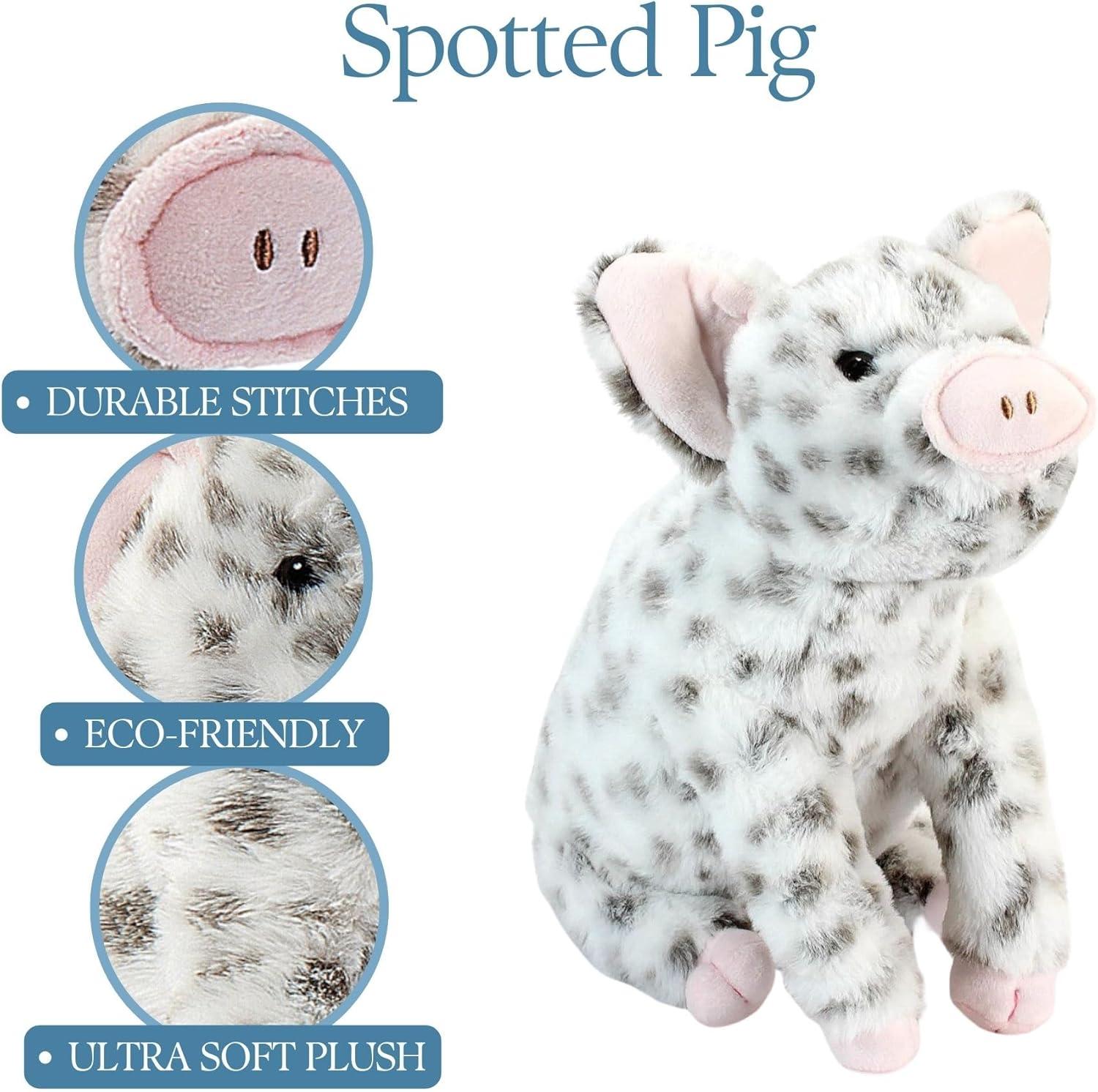 image:imageThe Petting Zoo Spotted Pig Stuffed Animal Plushie Gifts for Kids Wild Onez Barnyard Animals Pig Plush Toy 12 inches