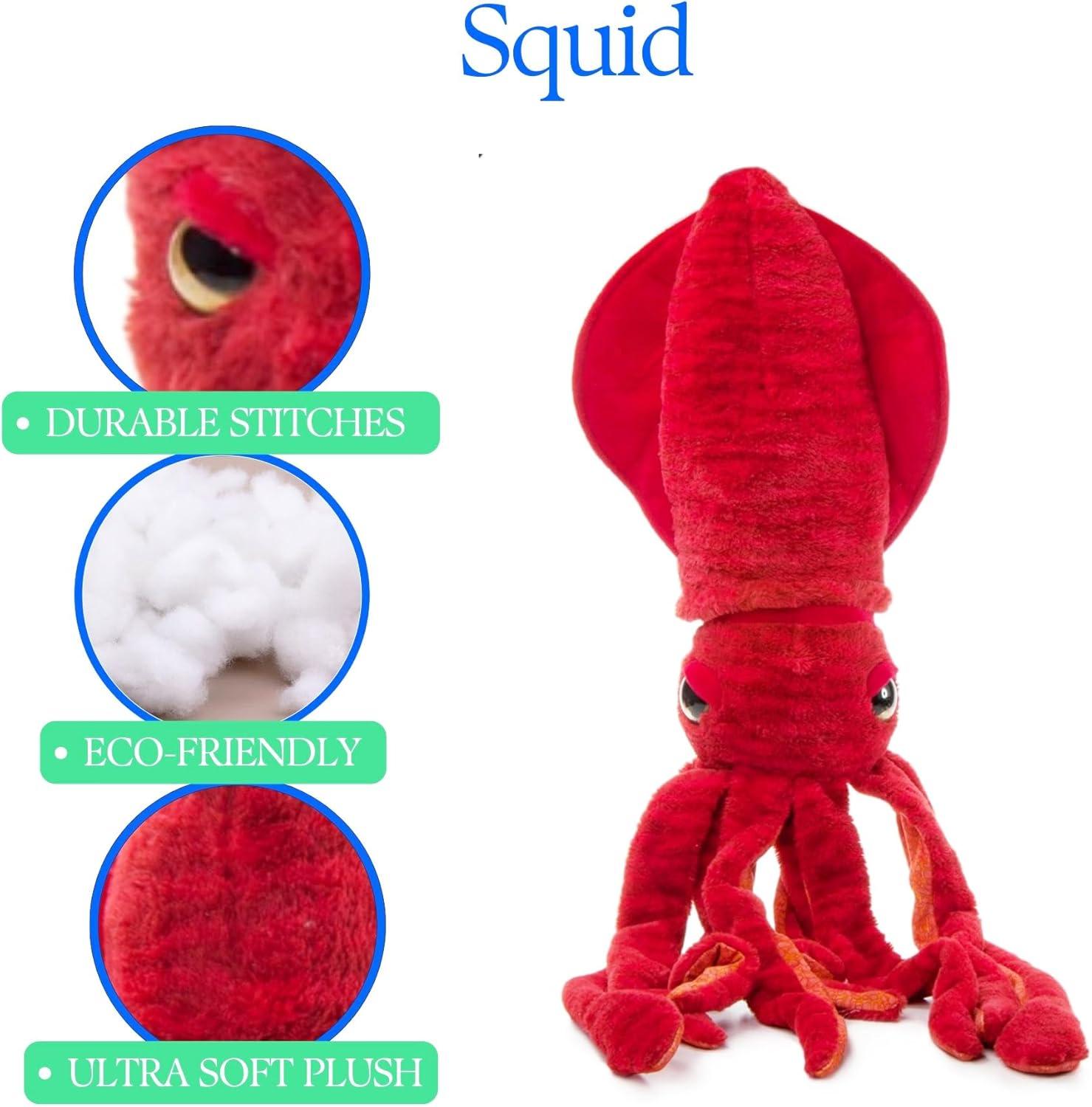 image:imageThe Petting Zoo Squid Stuffed Animal Plushie Gifts for Kids Wild Onez Sealife Animals Red Squid Plush Toy 36 inches