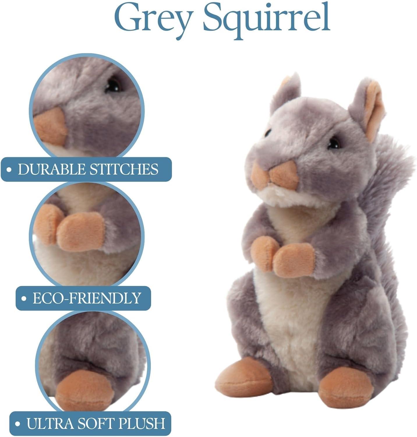 image:imageThe Petting Zoo Squirrel Stuffed Animal Plushie Gifts for Kids Wild Onez Wildlife Animals Grey Squirrel Plush Toy 9 inches
