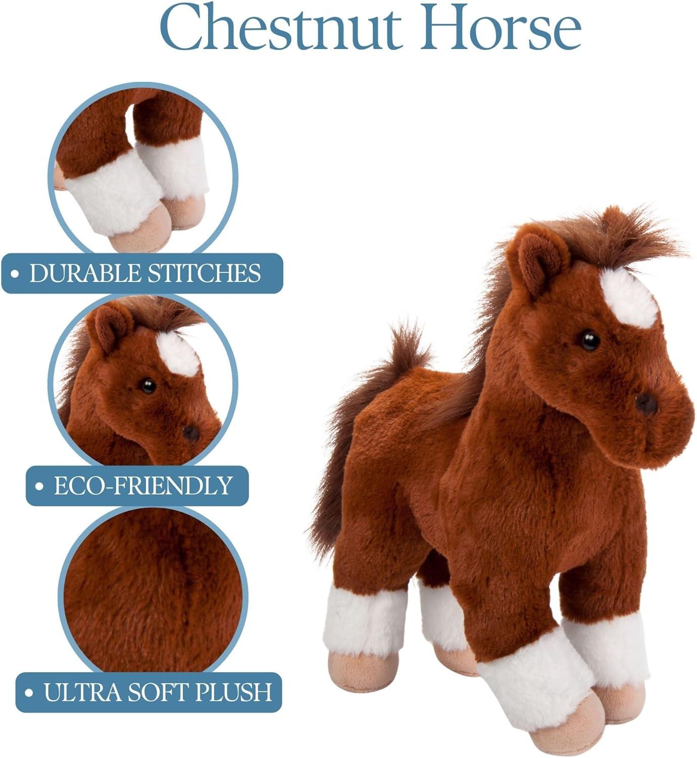 image:imageThe Petting Zoo Standing Chestnut Horse Stuffed Animal Plushie Gifts for Kids Wild Onez Barnyard Animals Brown Horse Plush Toy 12 inches