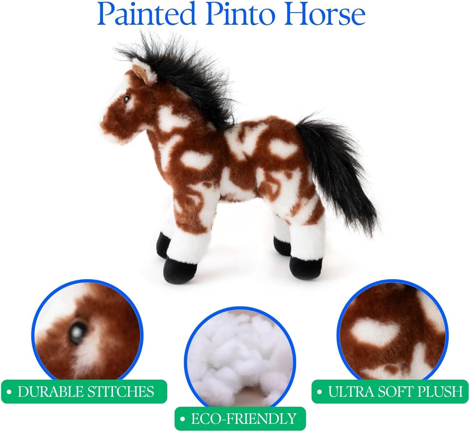 image:imageThe Petting Zoo Standing Painted Pinto Horse Stuffed Animal Plushie Gifts for Kids Wild Onez Barnyard Animals Pinto Horse Plush Toy 12 inches