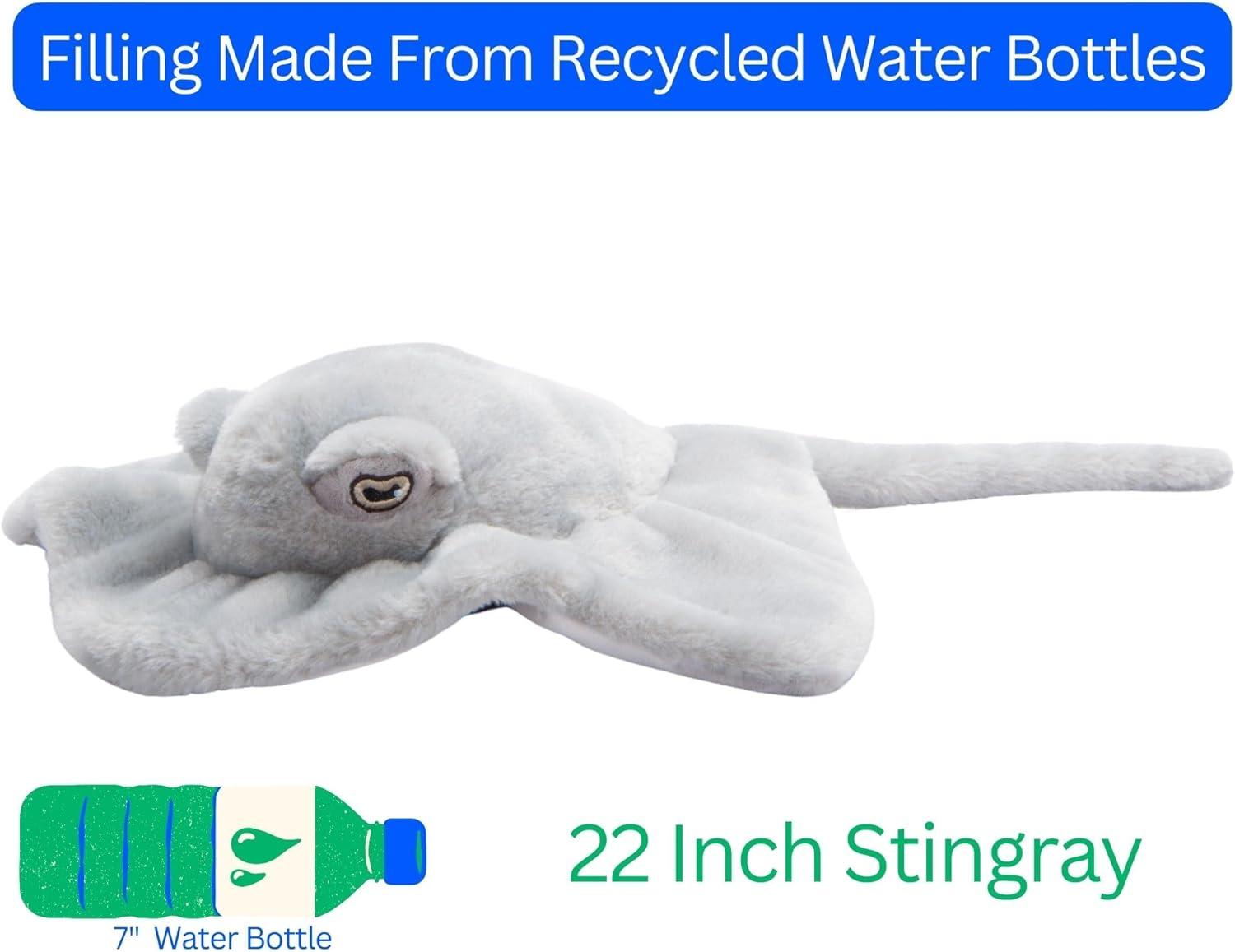 image:imageThe Petting Zoo Stingray Stuffed Animal Plushie Gifts for Kids Earth Keeperz Sealife Animals Zoologee Grey Stingray Plush Toy 22 inches