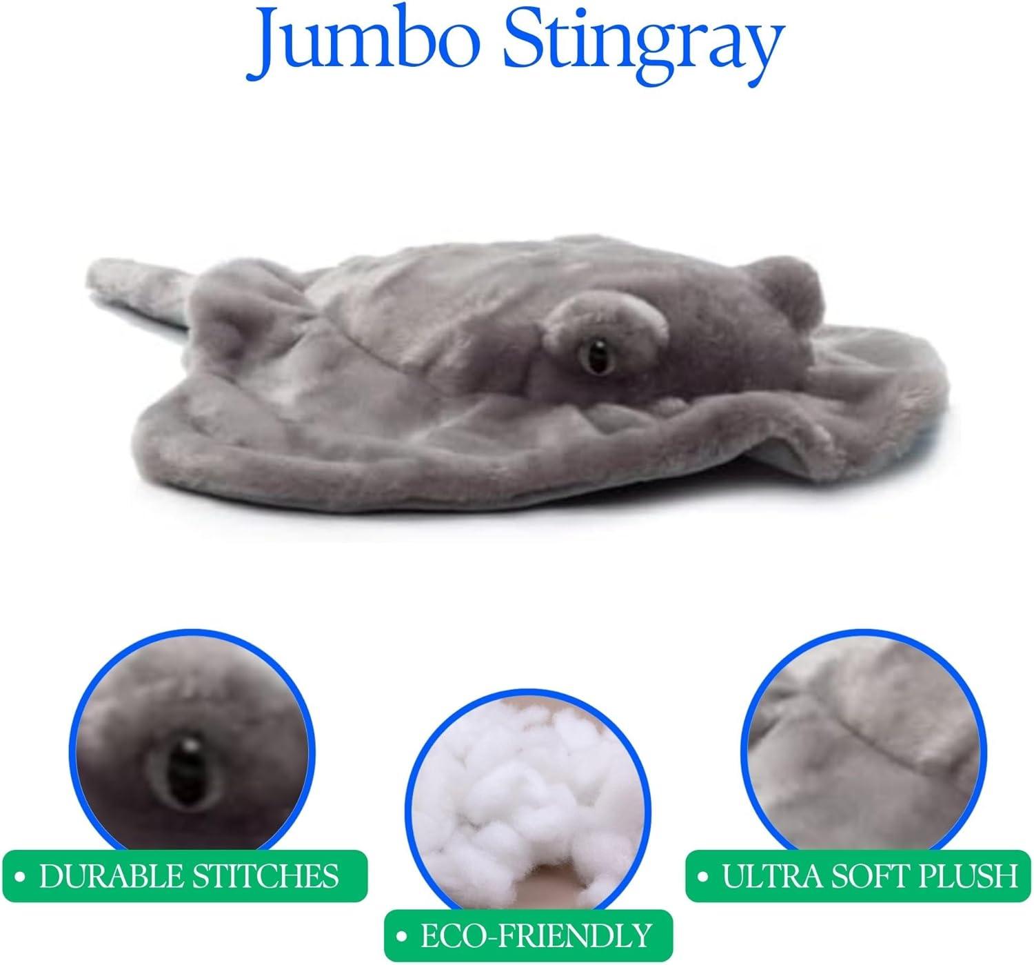 image:imageThe Petting Zoo Stingray Stuffed Animal Plushie Gifts for Kids Wild Onez Ocean Animals Stingray Plush Toy 42 inches from Tip of Tail to Head