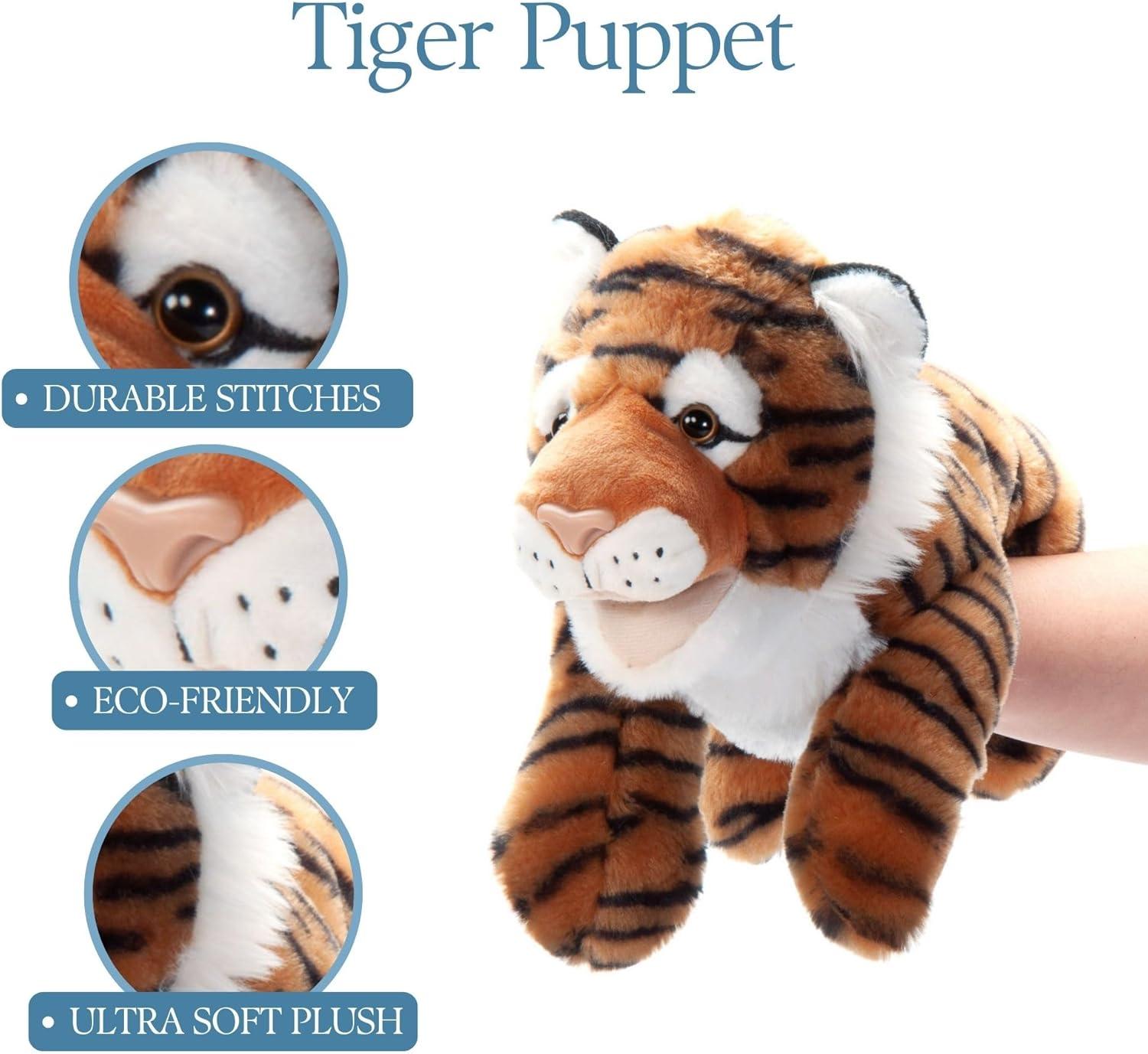 image:imageThe Petting Zoo Tiger Hand Puppet Stuffed Animal Plushie Gifts for Kids Puppetz Animals Tiger Interactive Puppets Plush Toy 16 Inches