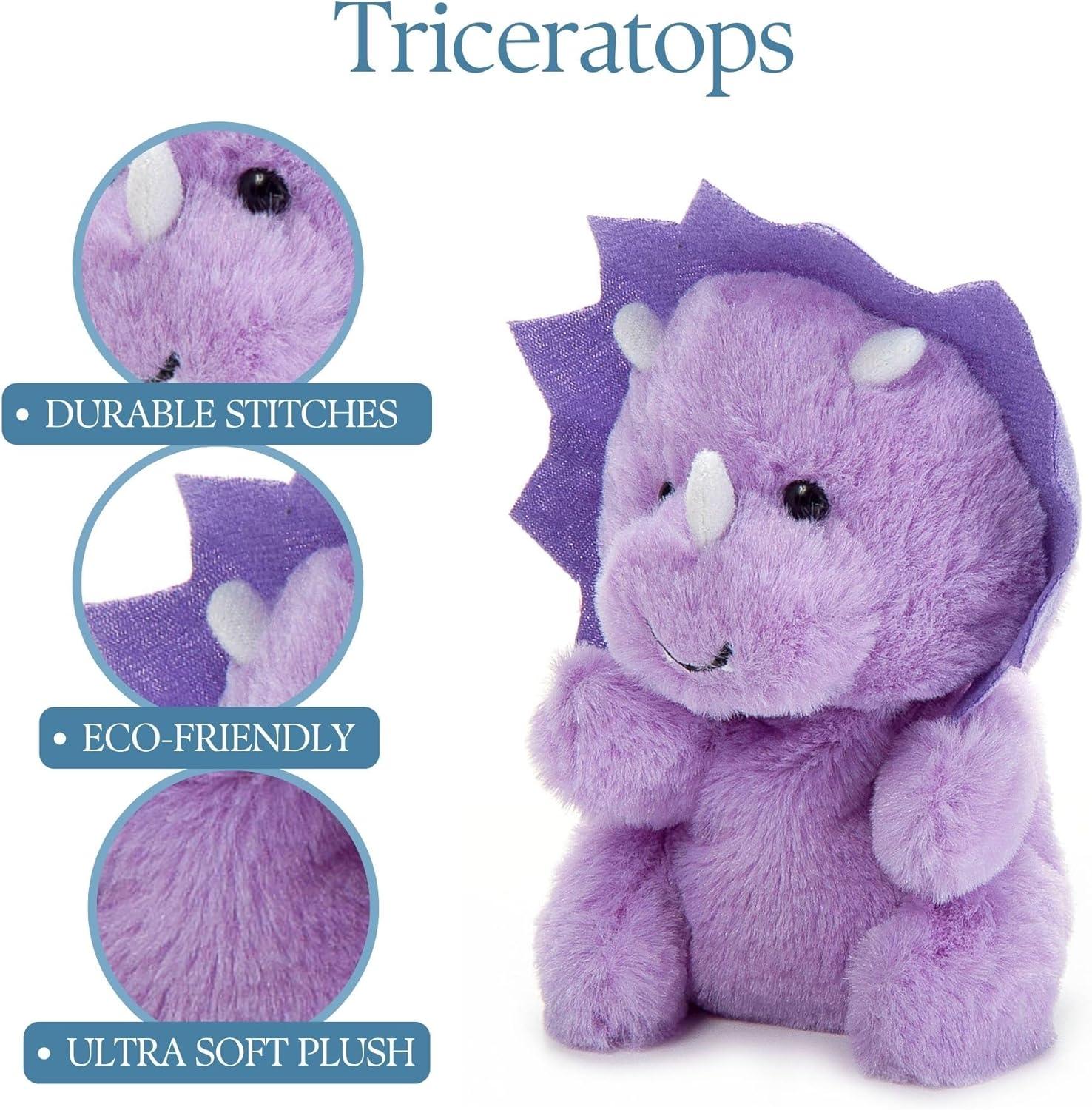 image:imageThe Petting Zoo Triceratops Dinosaur Stuffed Animal Plushie Nuggetz Animals Purple Triceratops Dinosaur Plush Toy 6 inchesSmall