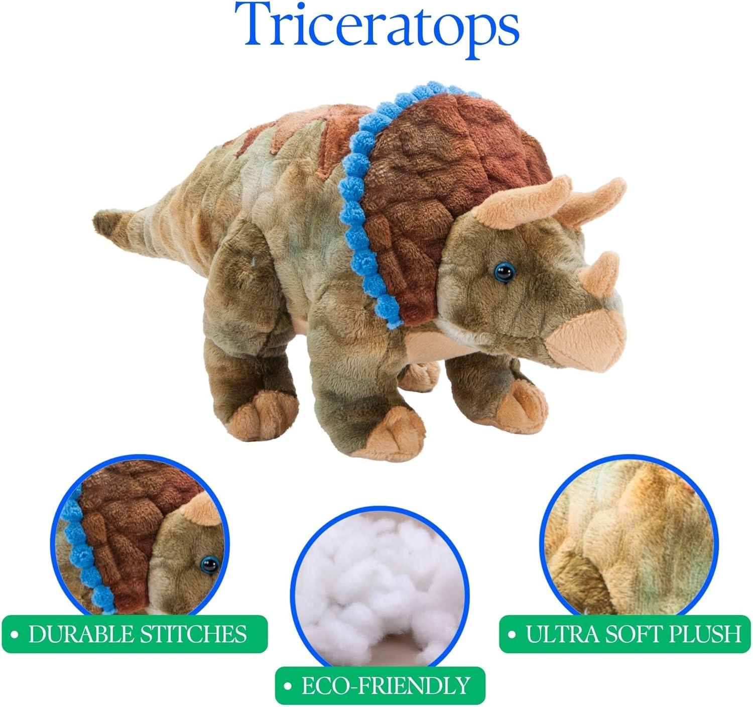 image:imageThe Petting Zoo Triceratops Stuffed Animal Plushie Gift for Kids Dinosaur Animals Triceratops Dinosaur Plush Toy 20 inches