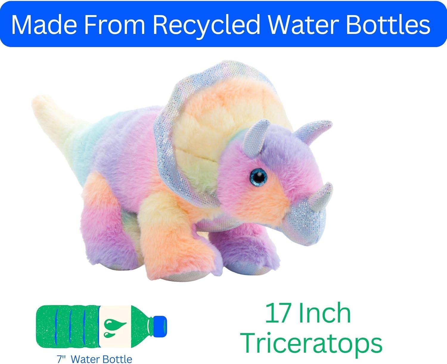 image:imageThe Petting Zoo Triceratops Stuffed Animal Plushie Ombrez Wildlife Animals ZOOLOGEE Rainbow Dinosaur Plush Toy 17 inches