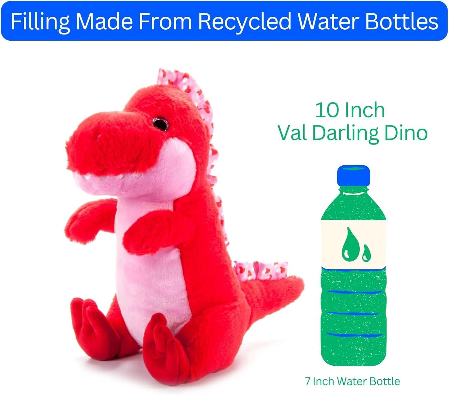 image:imageThe Petting Zoo Val Darling Dino Stuffed Animal Plushie Valentines Day Gifts for Kids Red Dinosaur Plush Toy 10 inches