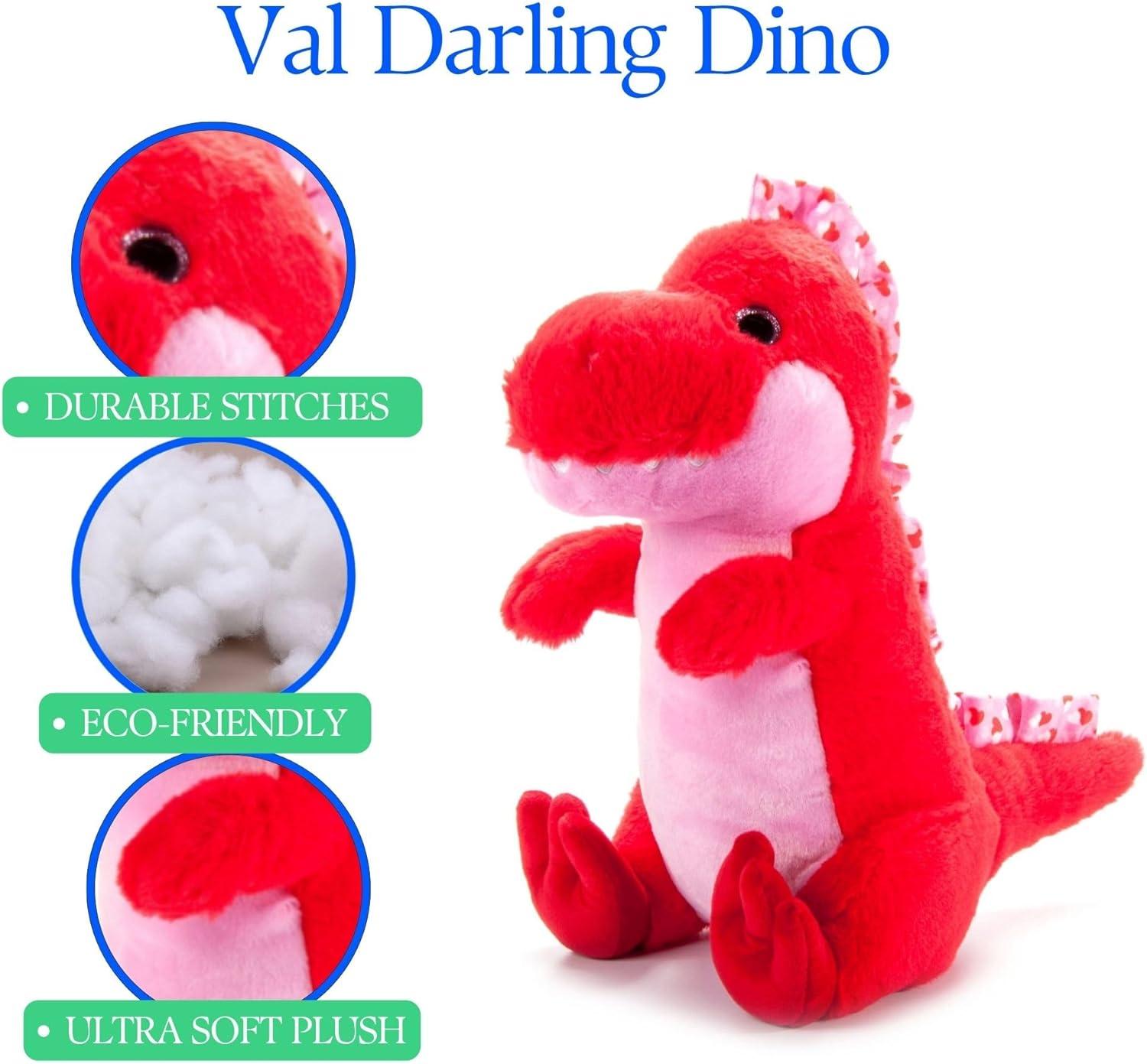 image:imageThe Petting Zoo Val Darling Dino Stuffed Animal Plushie Valentines Day Gifts for Kids Red Dinosaur Plush Toy 10 inches