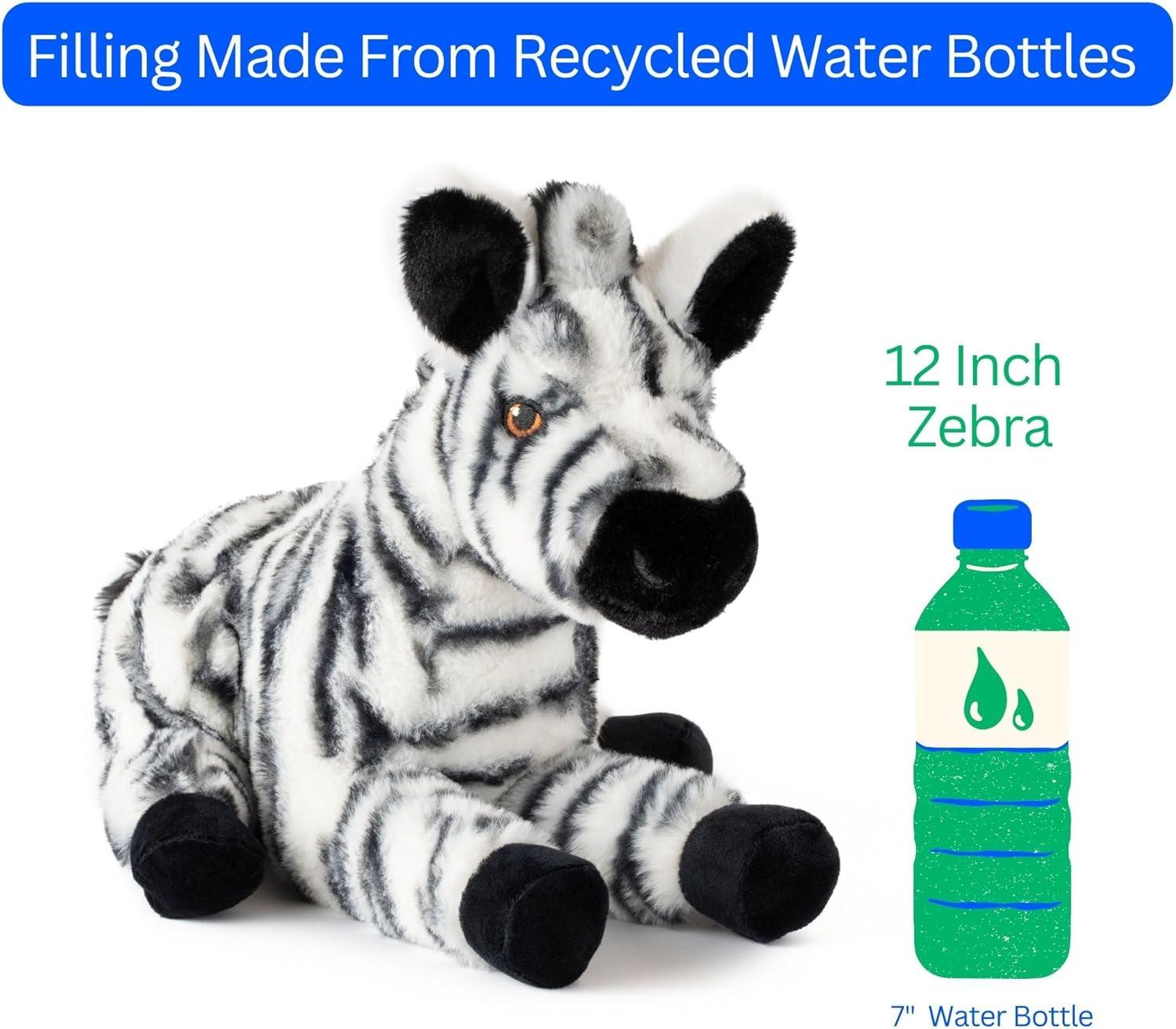 image:imageThe Petting Zoo Zebra Stuffed Animal Plushie Gifts for Kids Earth Keeperz Wildlife Animals Zoologee Zebra Plush Toy 12 inches