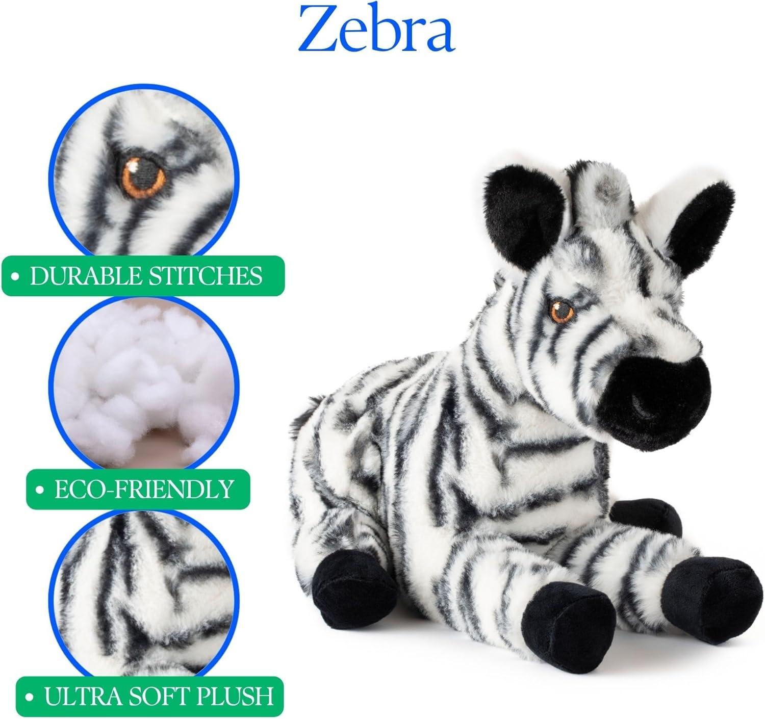 image:imageThe Petting Zoo Zebra Stuffed Animal Plushie Gifts for Kids Earth Keeperz Wildlife Animals Zoologee Zebra Plush Toy 12 inches