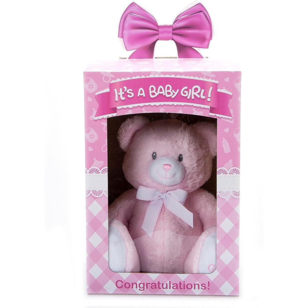 image:imageThe Petting Zoo Bently Bear Stuffed Animal Plushie Gifts for Kids Everyday Teddy Bears Its a Girl Pink Teddy Bear Plush Toy with Display Box 12 inches
