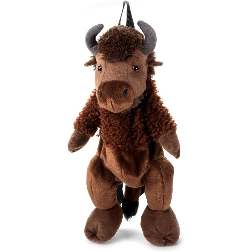 image:imageThe Petting Zoo Bison Stuffed Animal Plushie Backpack Gifts for Kids Wildlife Animal Toy Brown Bison Plush Toy Book Bag 20 inches
